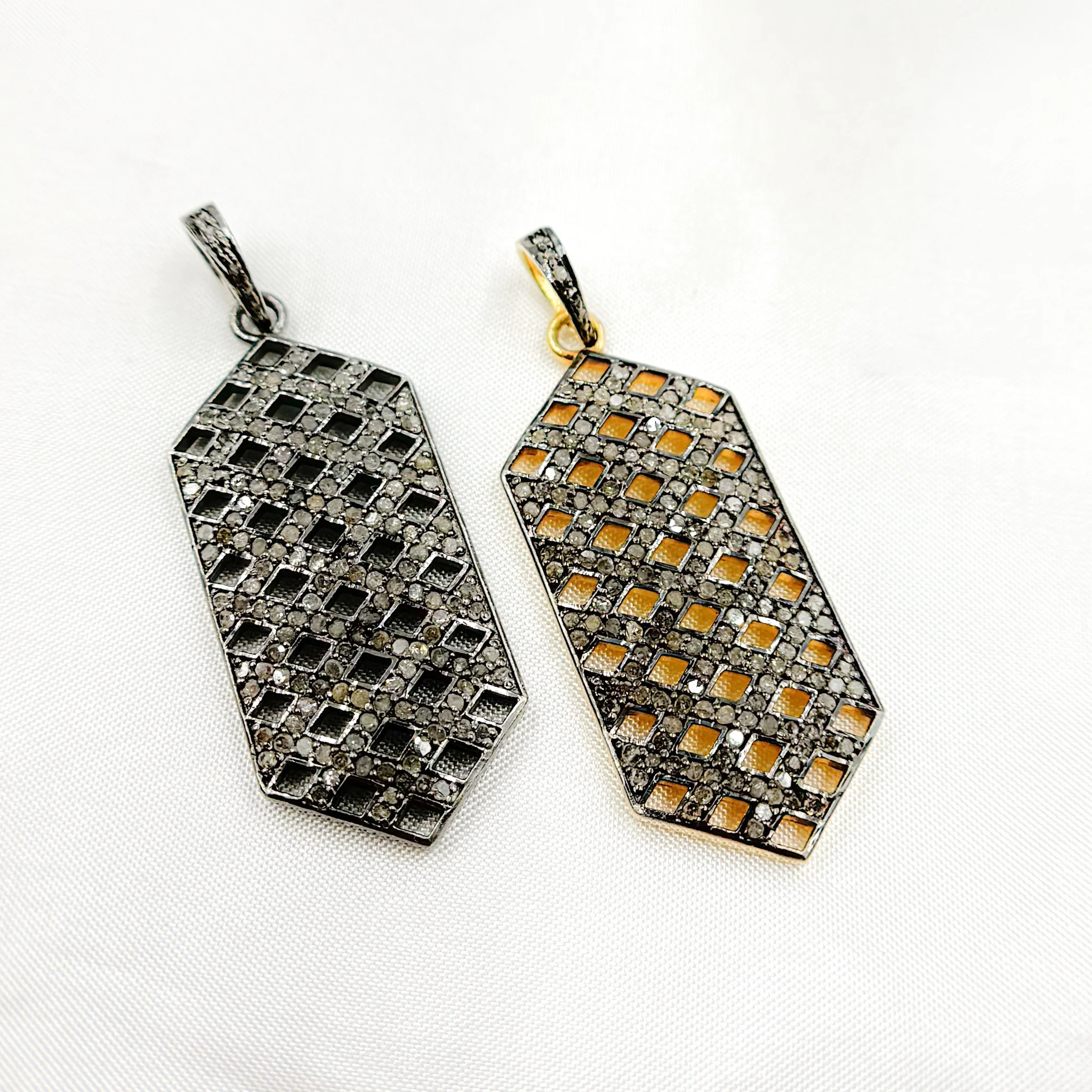 DP154. Diamond Sterling Silver Hexagon Pendant