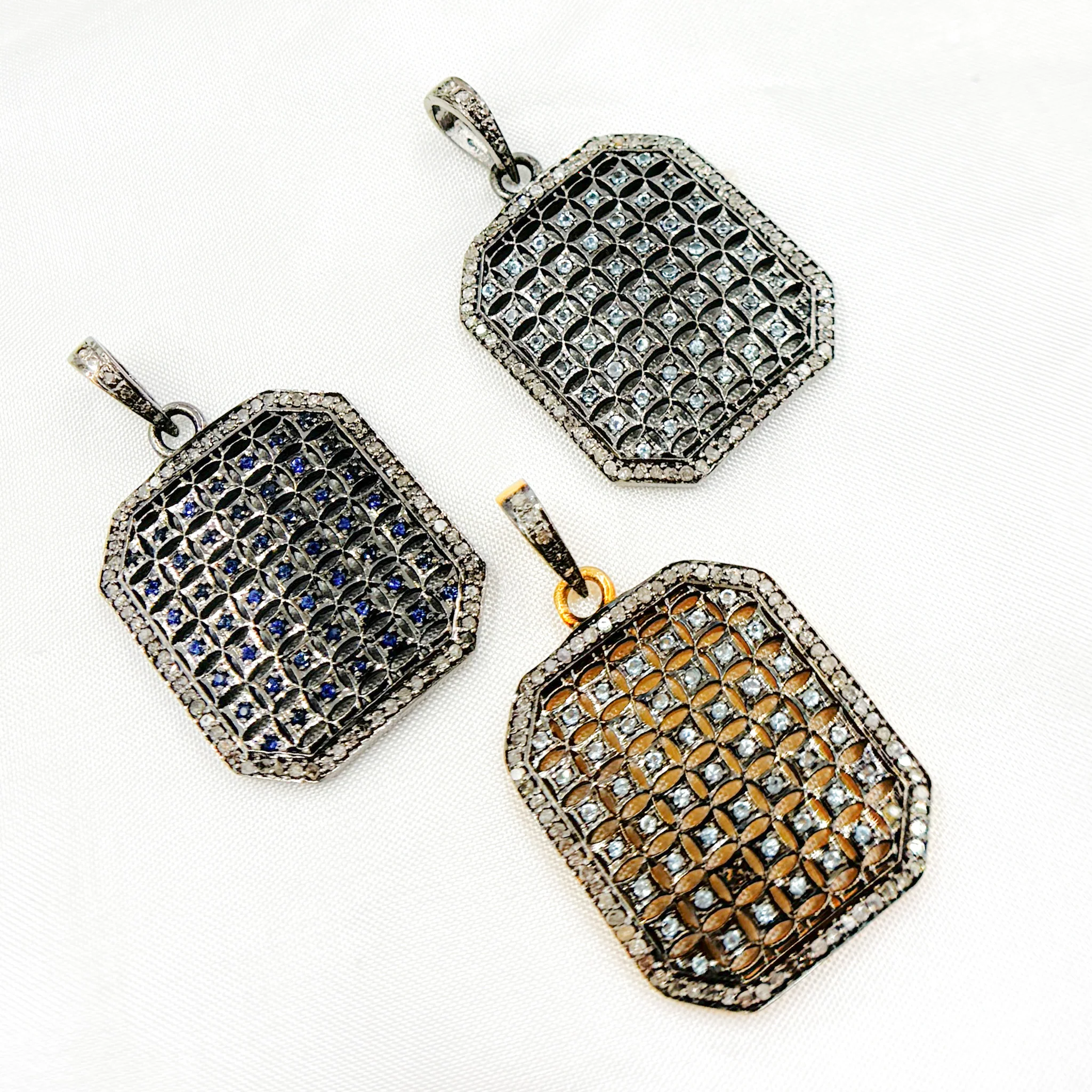 DP157. Diamond Sterling Silver Rectangle Pendant