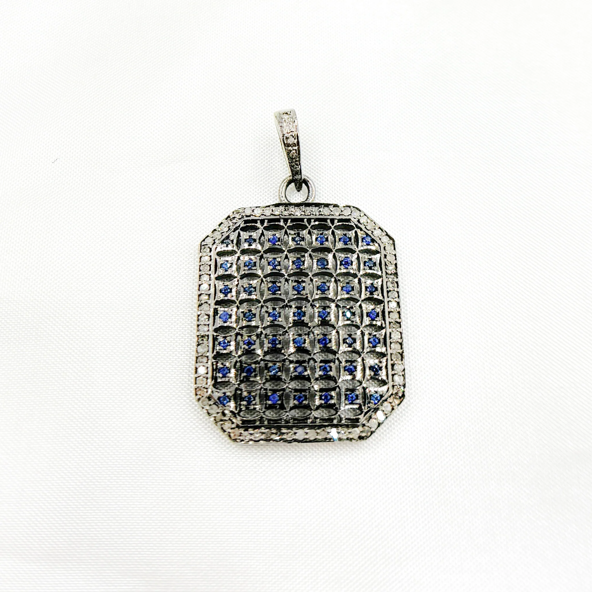 DP157. Diamond Sterling Silver Rectangle Pendant - Image 3