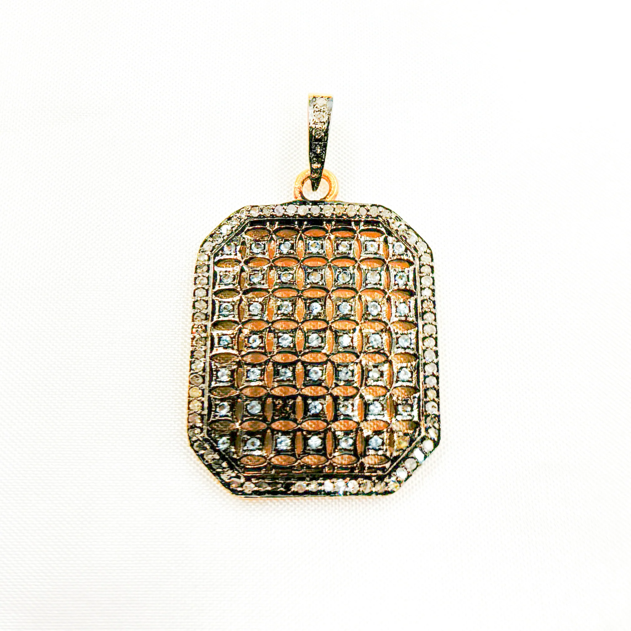 DP157. Diamond Sterling Silver Rectangle Pendant - Image 4