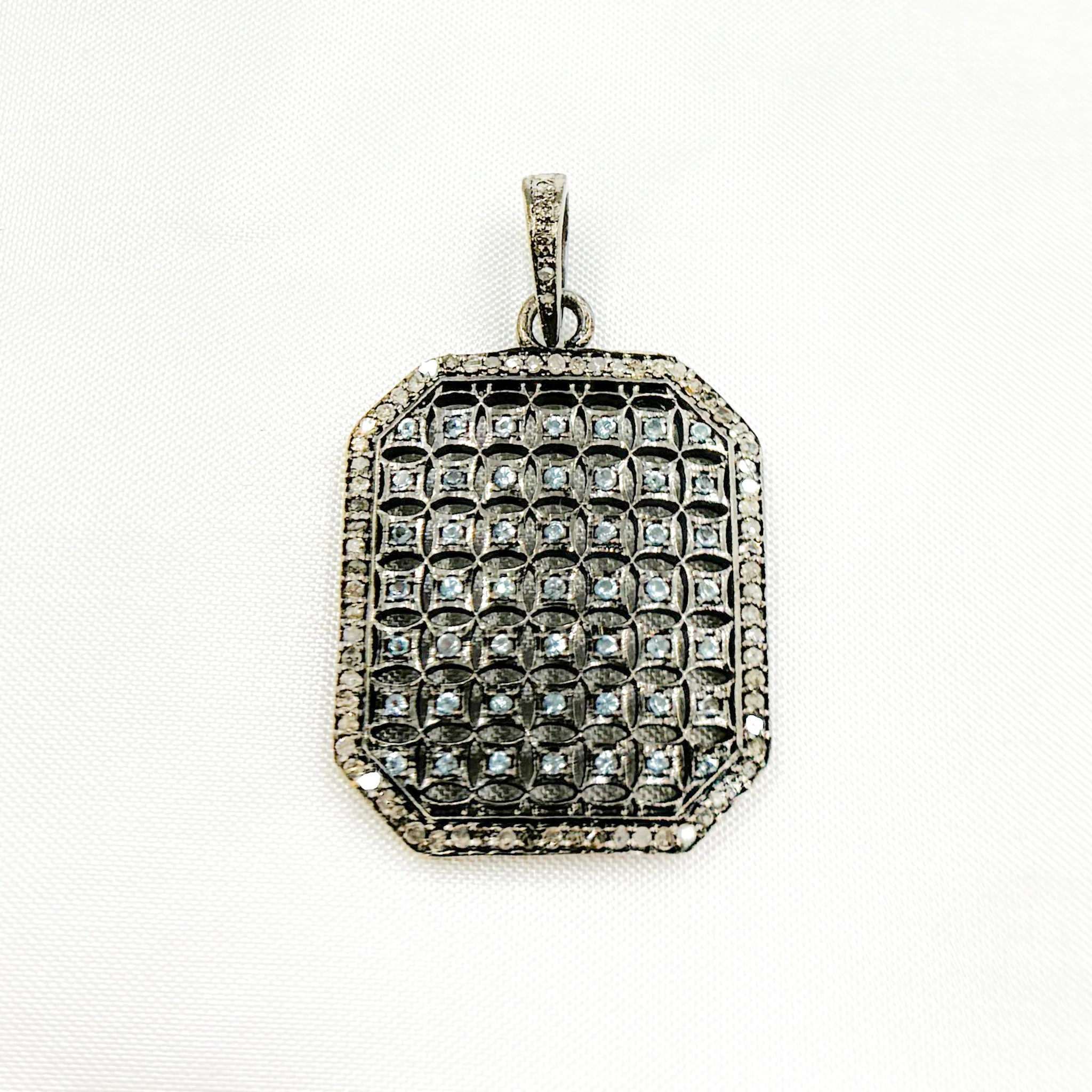 DP157. Diamond Sterling Silver Rectangle Pendant - Image 5