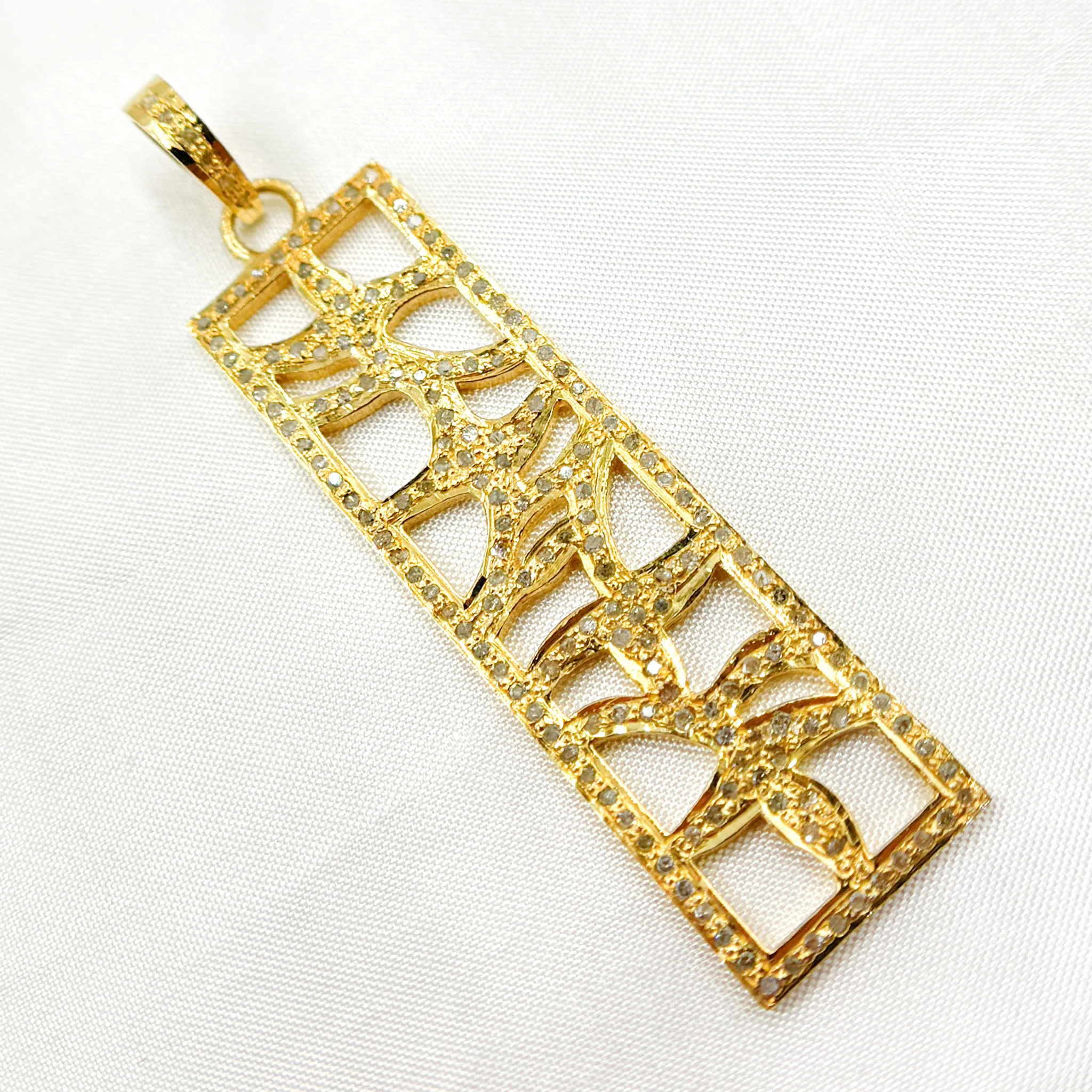 DP167. Diamond Sterling Silver Rectangle Pendant - Image 3