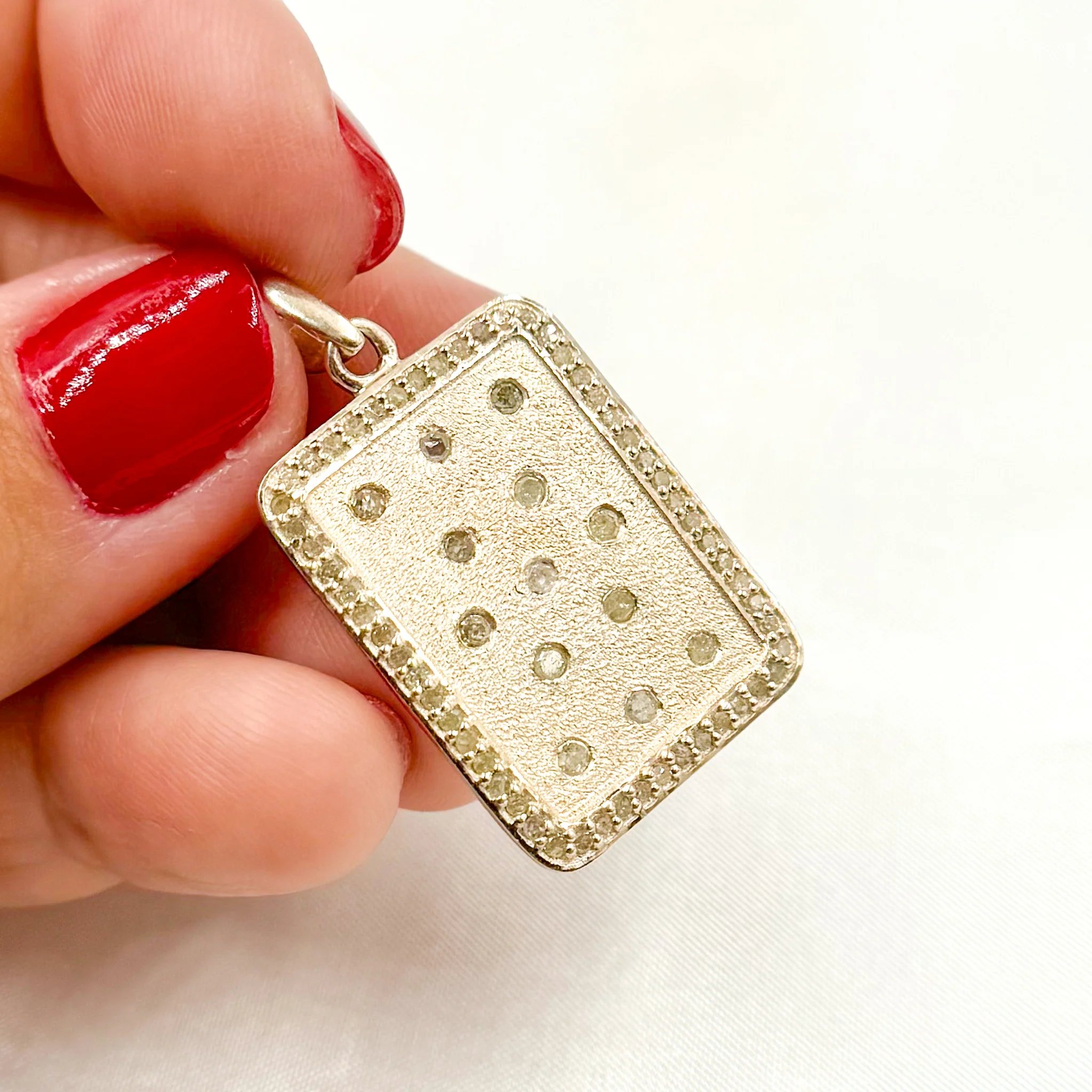 DP200. Diamond Sterling Silver Rectangle Pendant - Image 6
