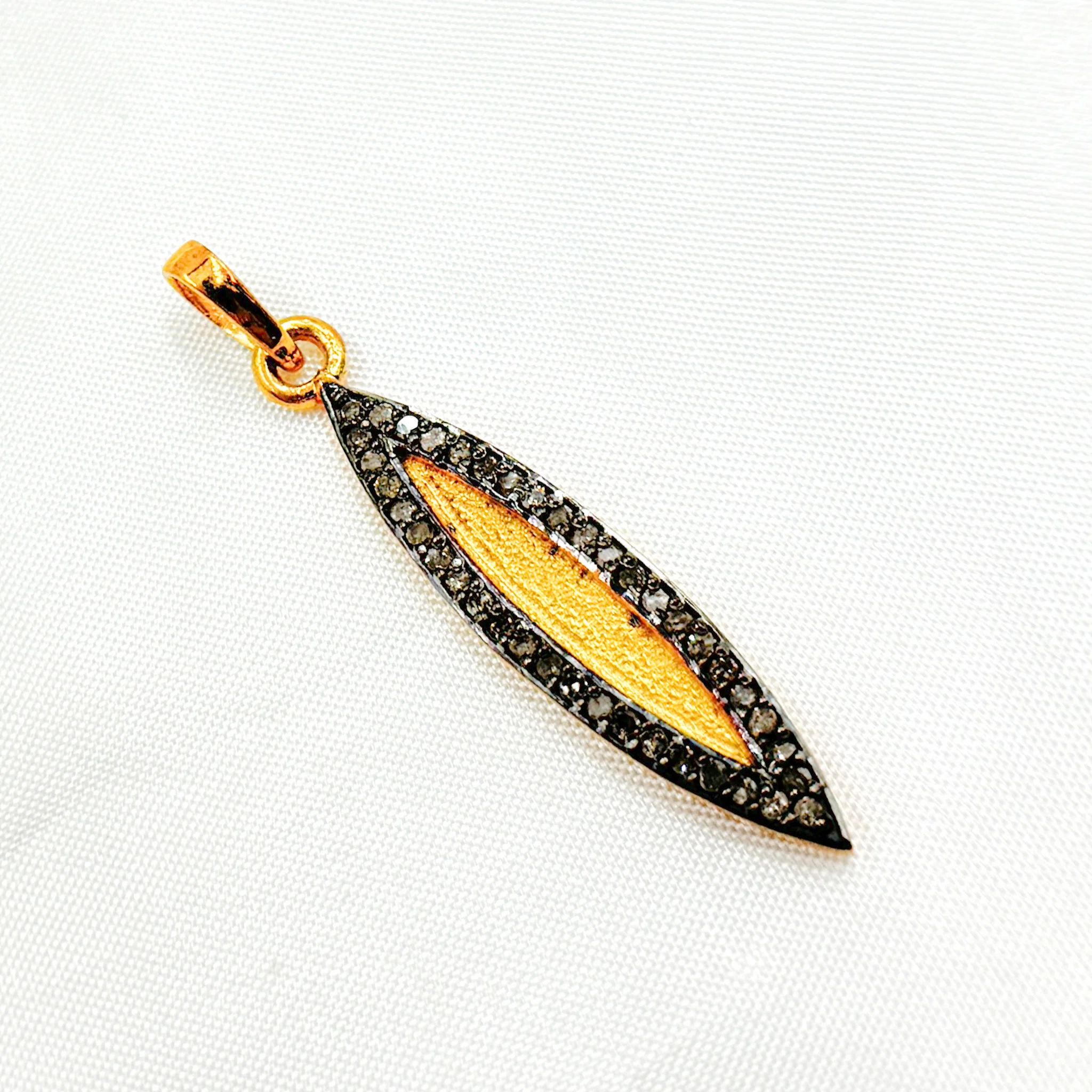 DP205. Diamond Sterling Silver Marquise Shape Pendant - Image 4