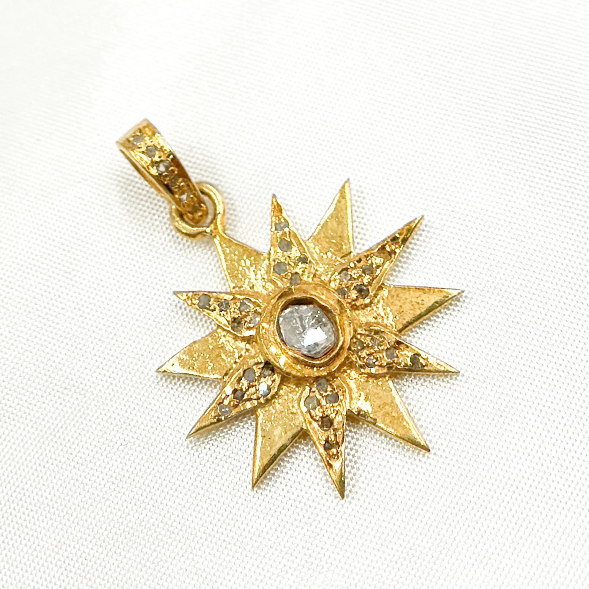 DP279. Diamond Silver Star Pendant with Polki Diamond - Image 5