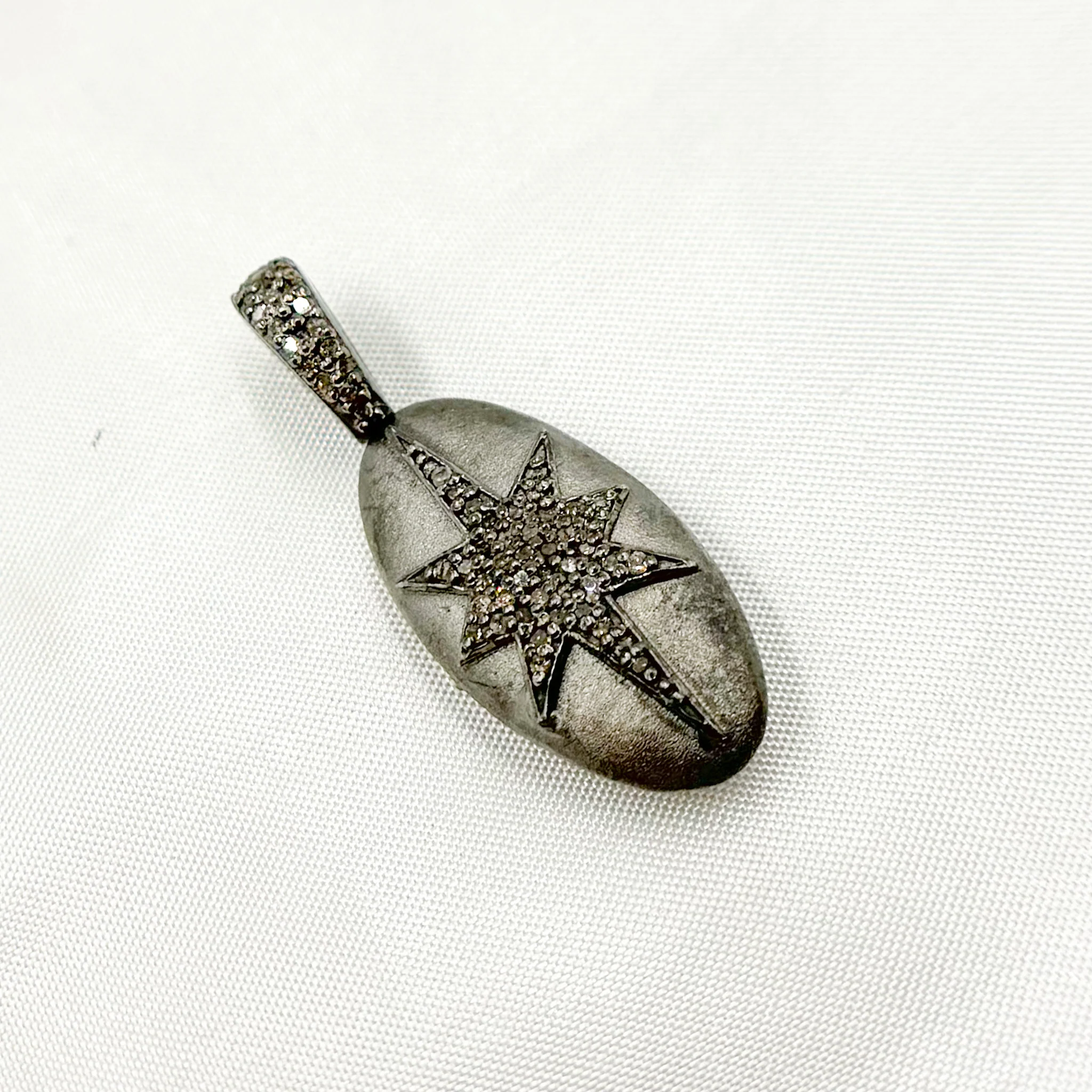 DP288. Diamond Sterling Silver Oval Star and Rhombus Pendant - Image 3