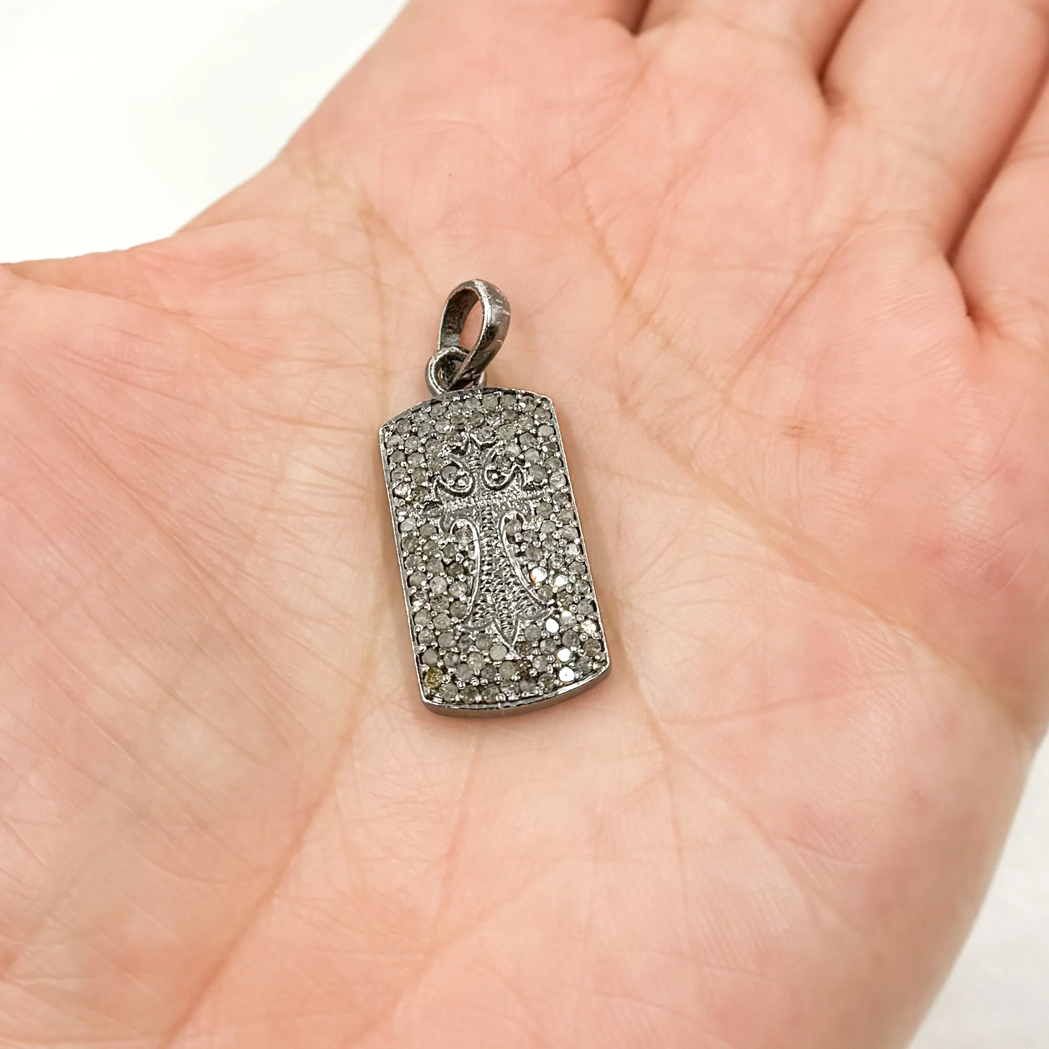 DP303. Diamond Sterling Silver Rectangle Cross Pendant - Image 2