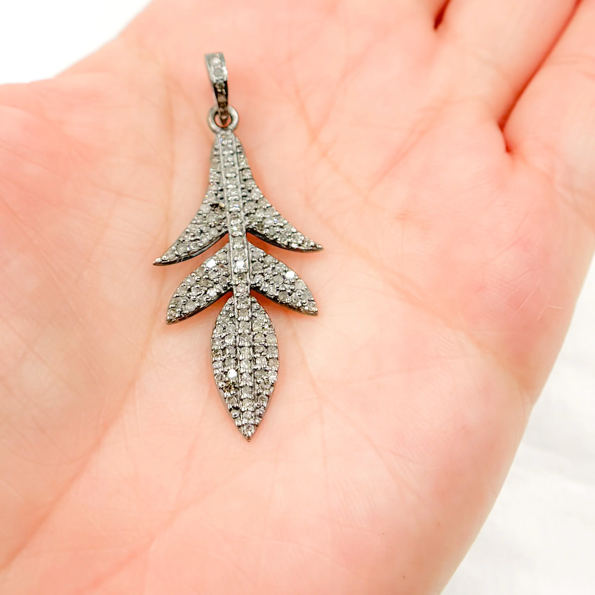 DP320. Diamond Sterling Silver Leaf Pendant - Image 2