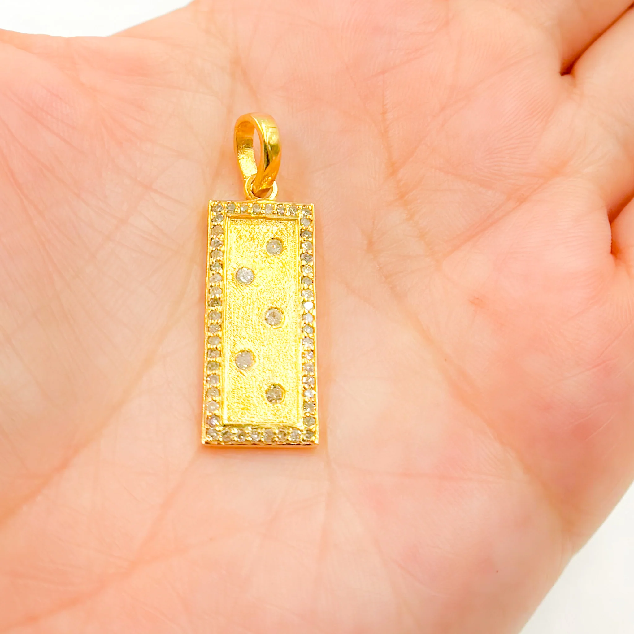 DP323. Diamond & Sterling Silver Rectangle Pendant - Image 2