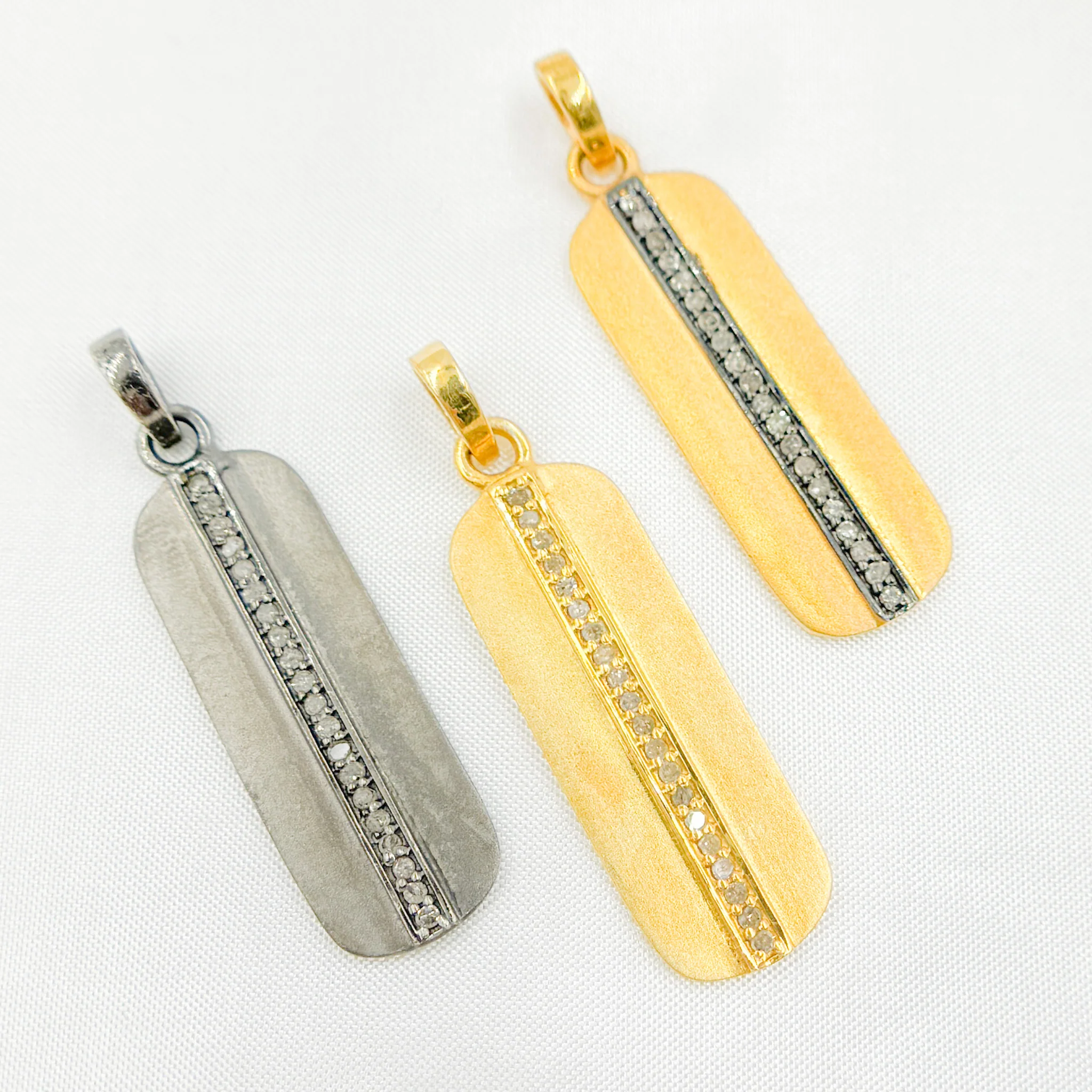 DP379. Diamond & Sterling Silver Rectangle Pendant - Image 5