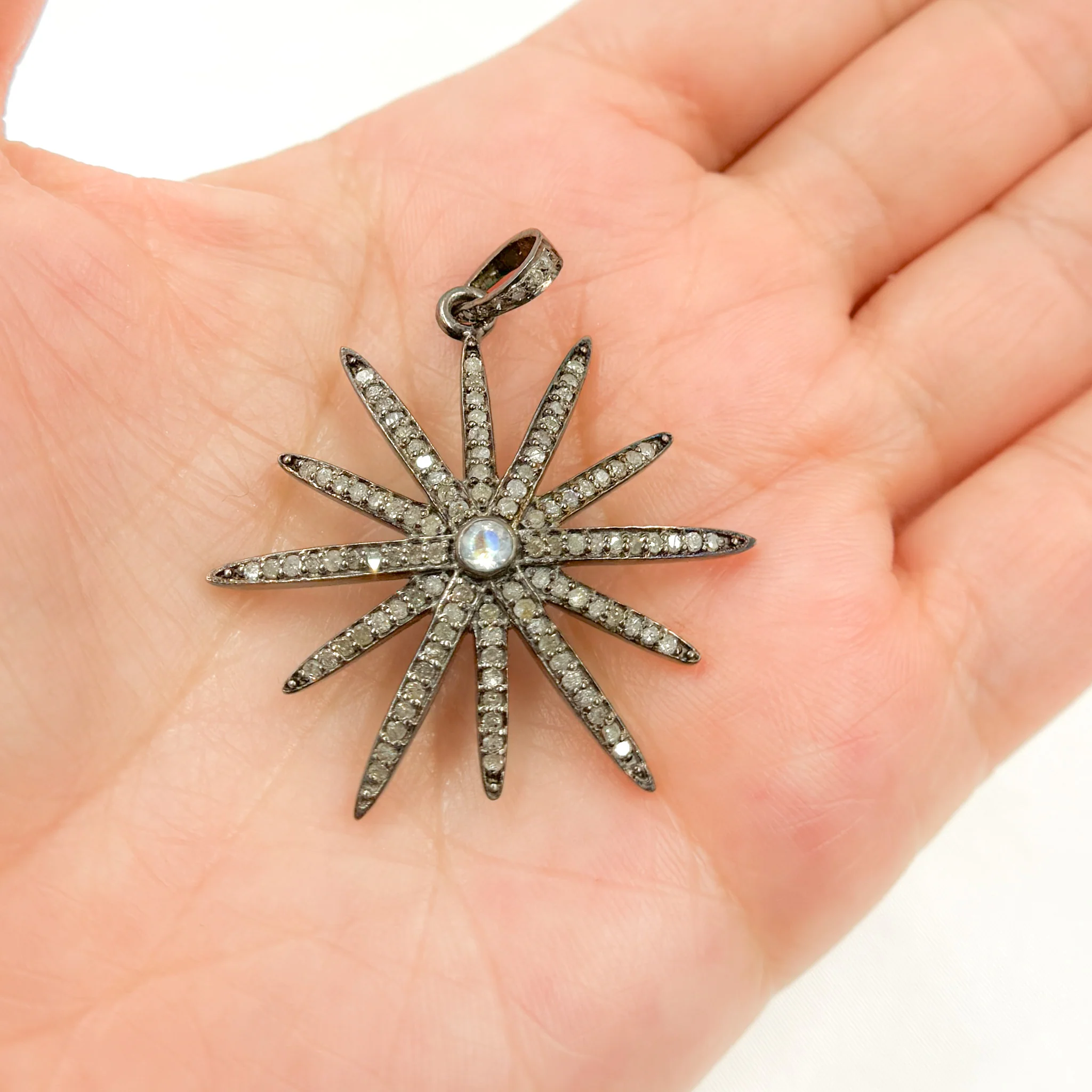 DP392. Diamond Sterling Silver Star Pendant with Gemstone - Image 2