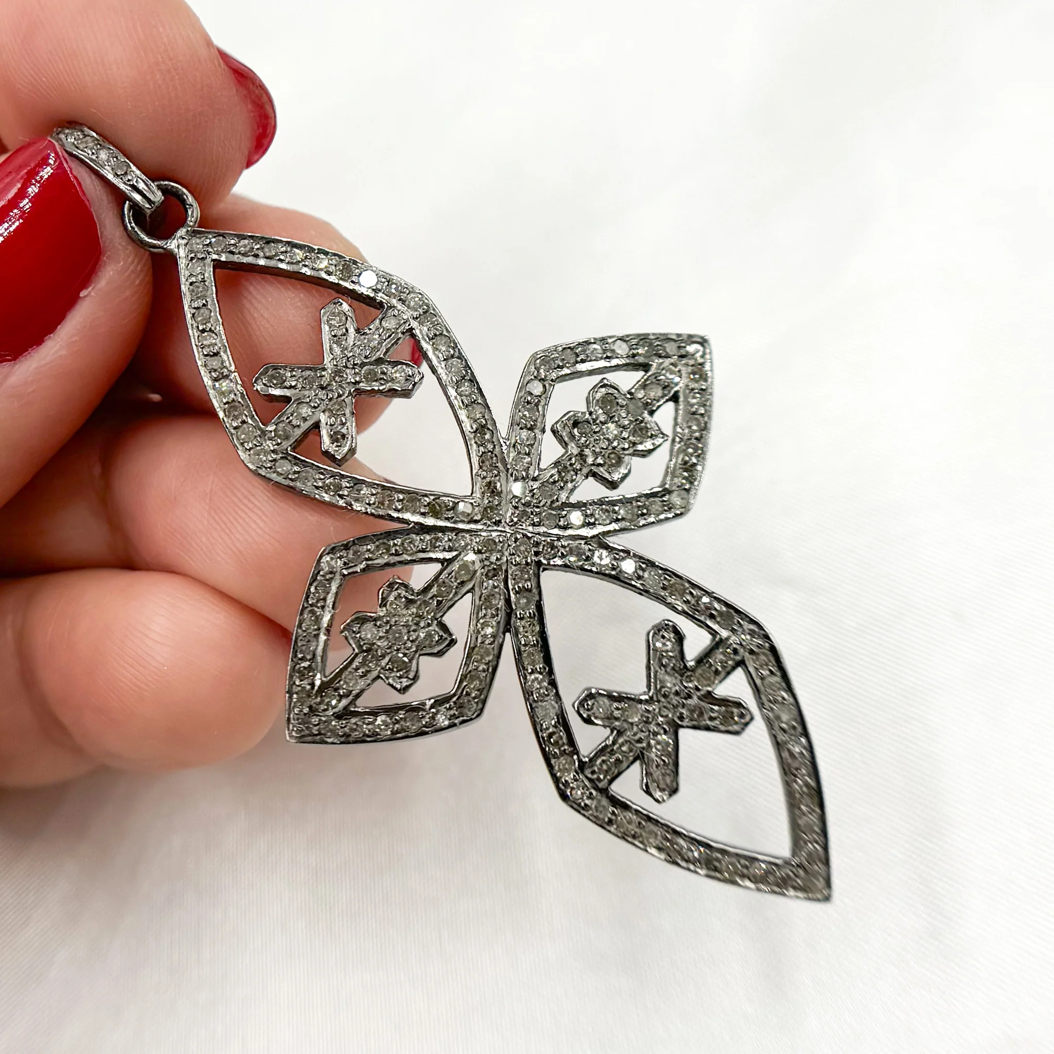 DP396. Diamond Sterling Silver Cross Pendant - Image 2