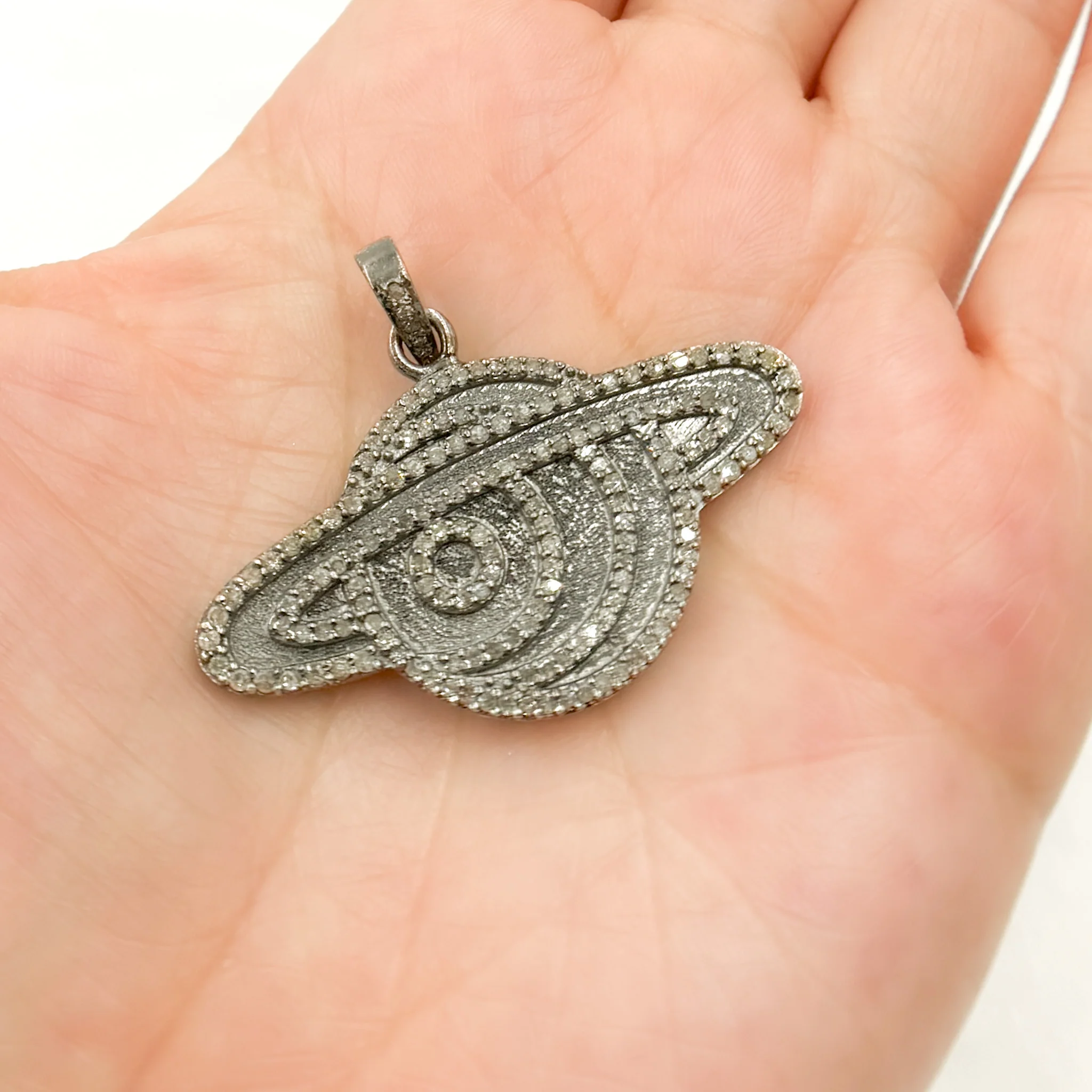DP425. Diamond Silver Planet Shape Pendant - Image 2