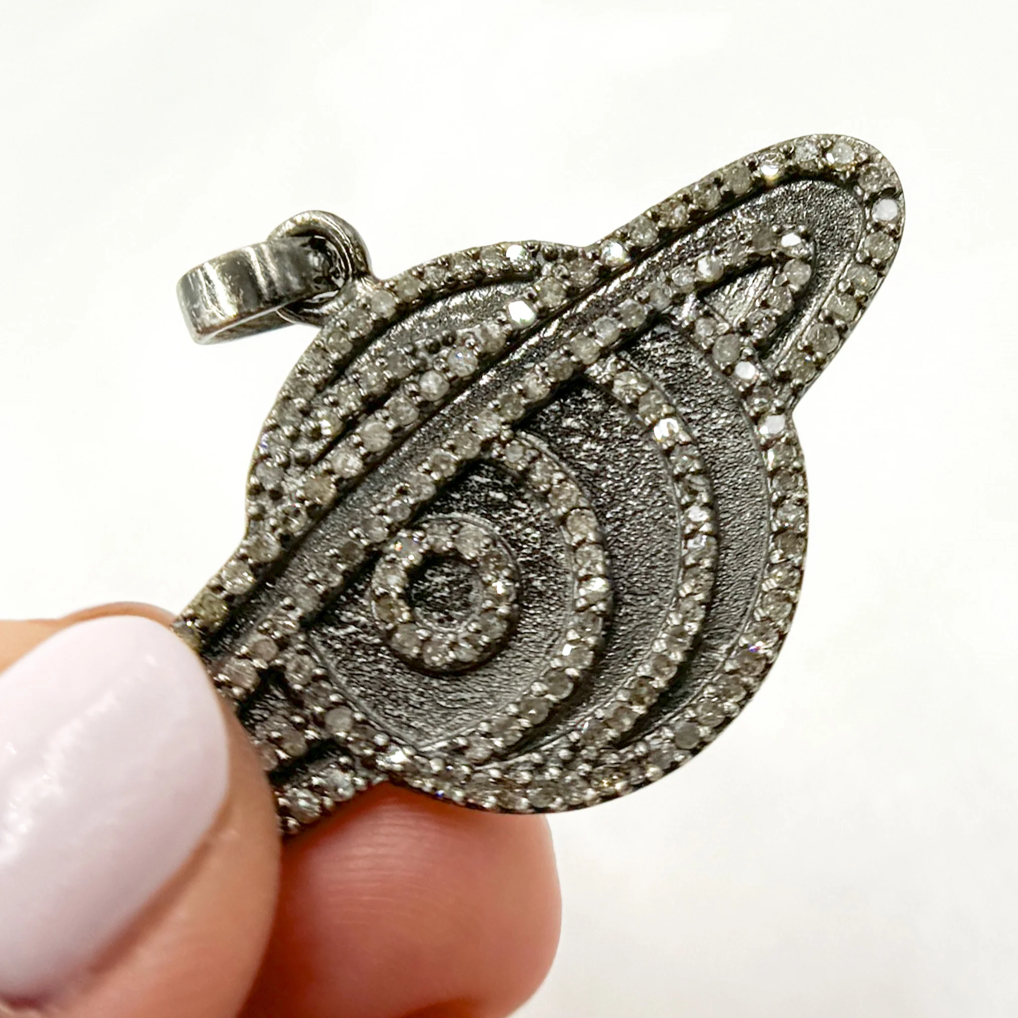 DP425. Diamond Silver Planet Shape Pendant - Image 5