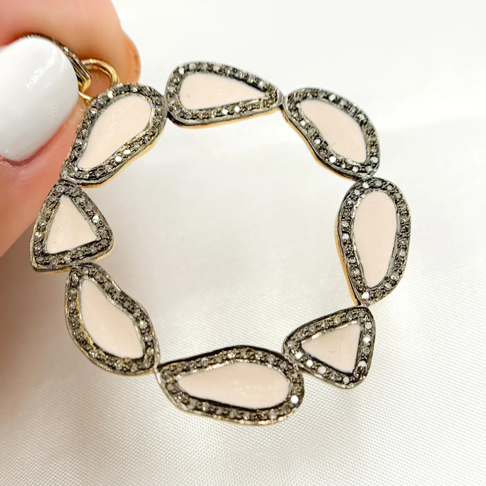 DP473A. Diamond Sterling Silver Round Fancy Enamel Pendant - Image 6