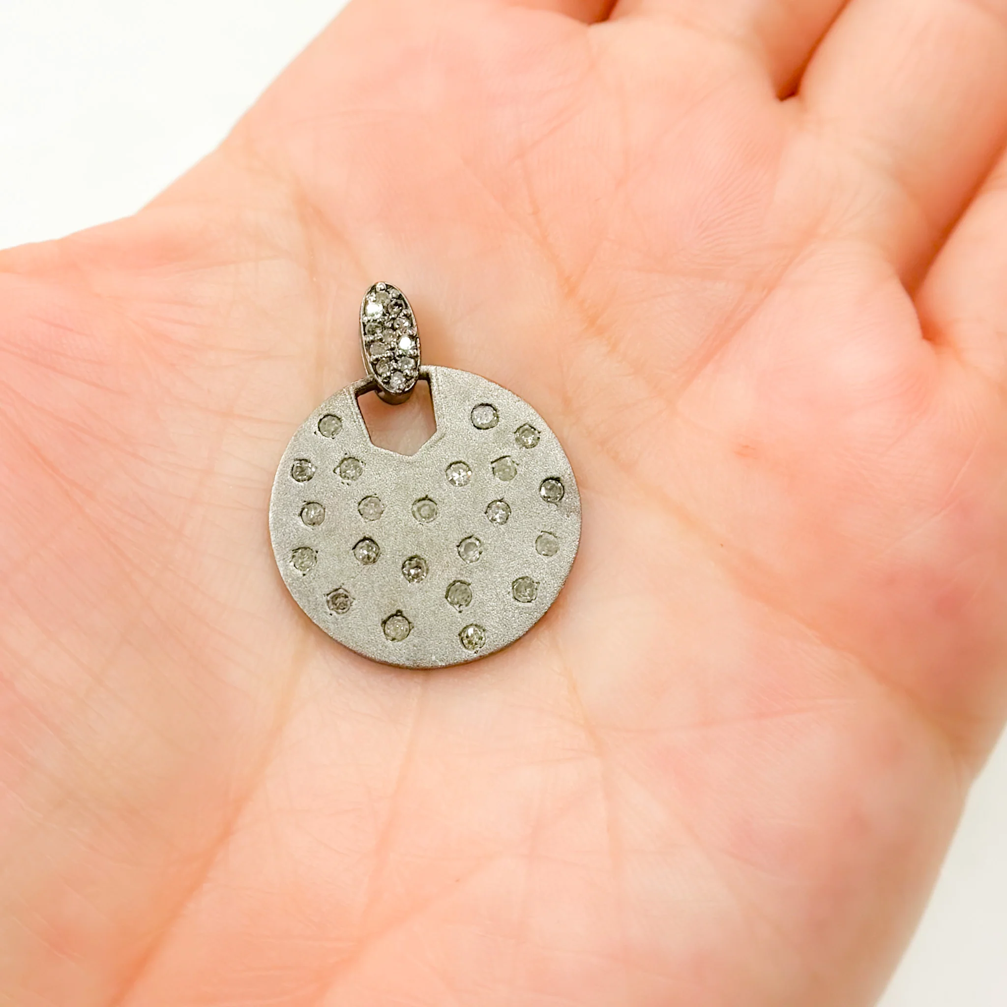 DP475. Diamond Silver Round Pendant - Image 2