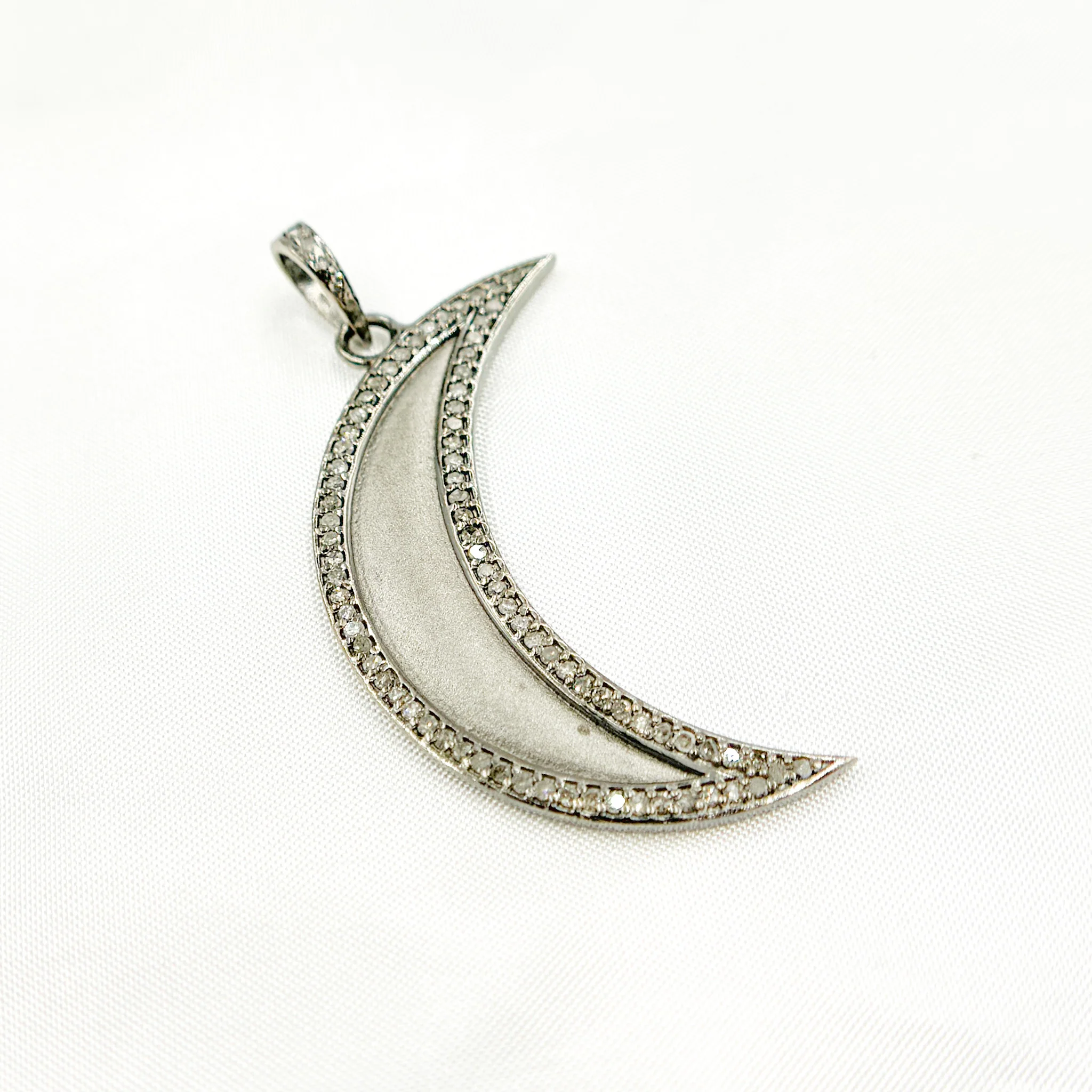 DP476. Diamond Silver Moon Pendant - Image 2