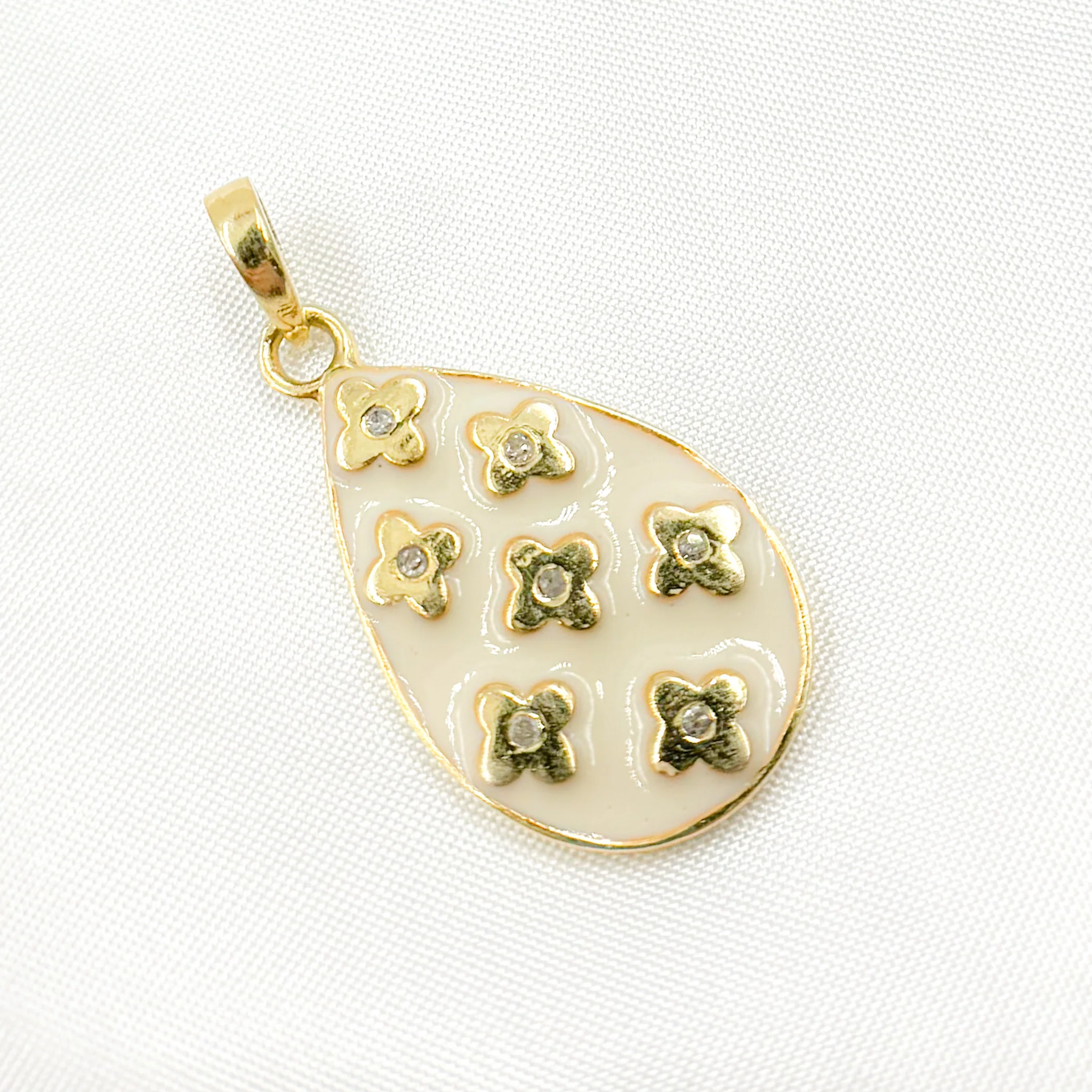 DP477A. Diamond Sterling Silver Drop Flower Enamel Pendant - Image 12