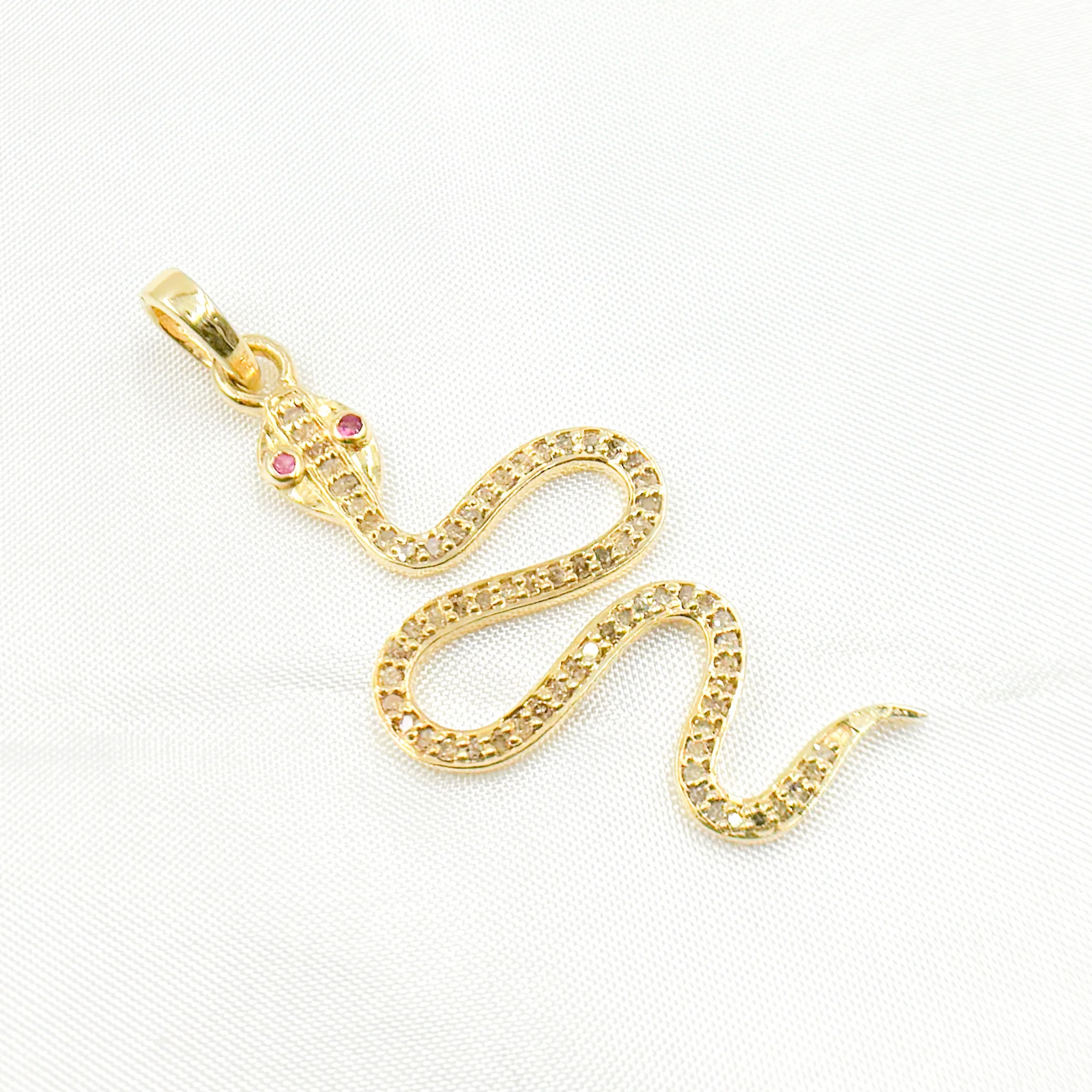 DP479. Diamond Sterling Silver Snake Pendant with Gemstone - Image 3