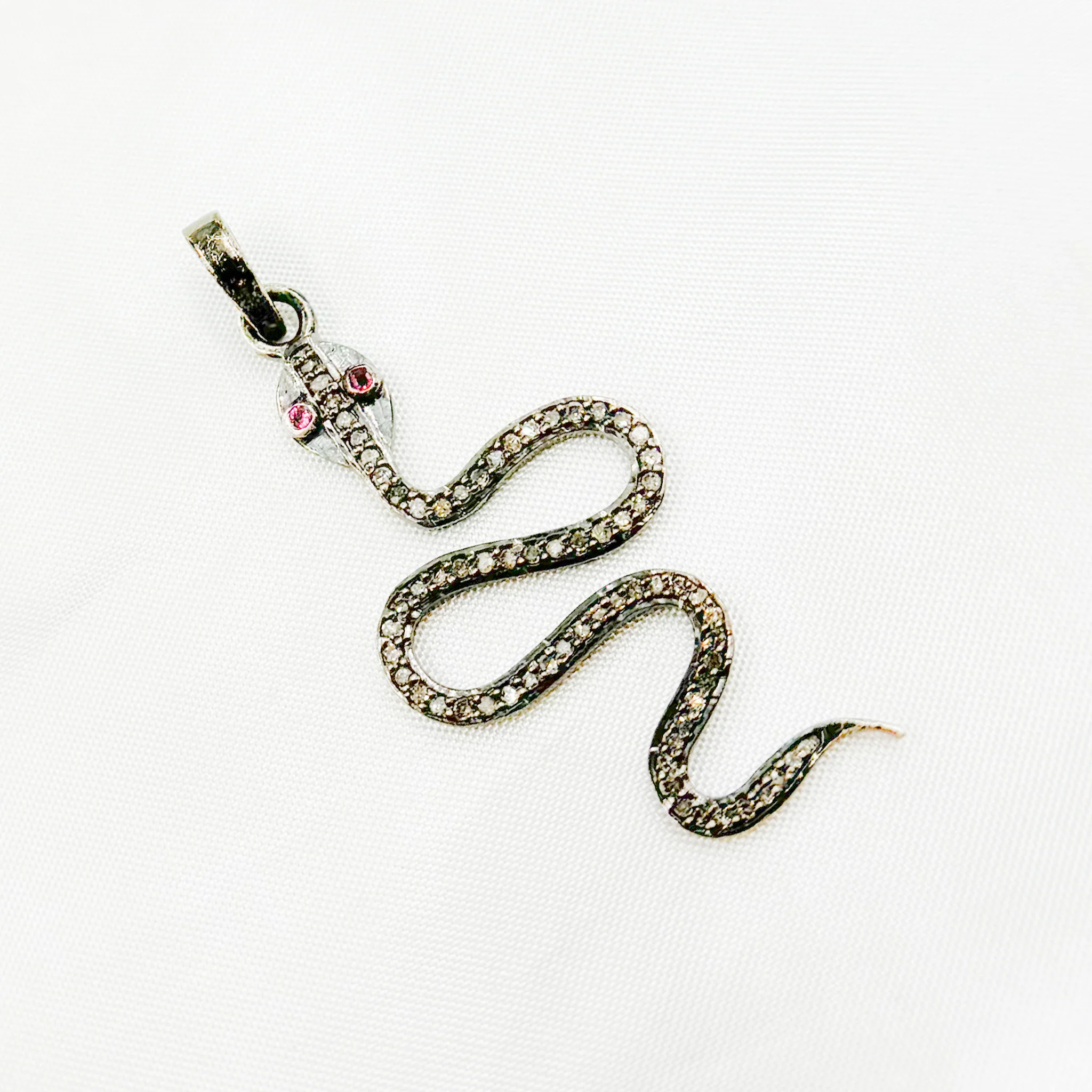 DP479. Diamond Sterling Silver Snake Pendant with Gemstone - Image 7