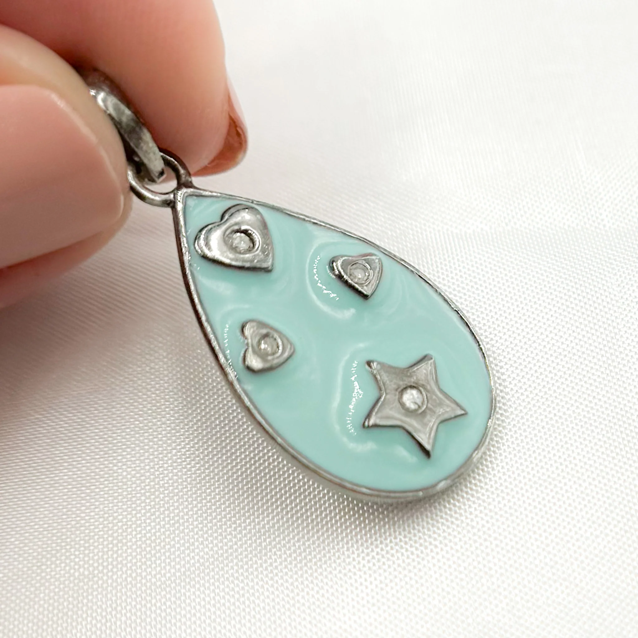 DP482A. Diamond Sterling Silver Drop Enamel Pendant - Image 10