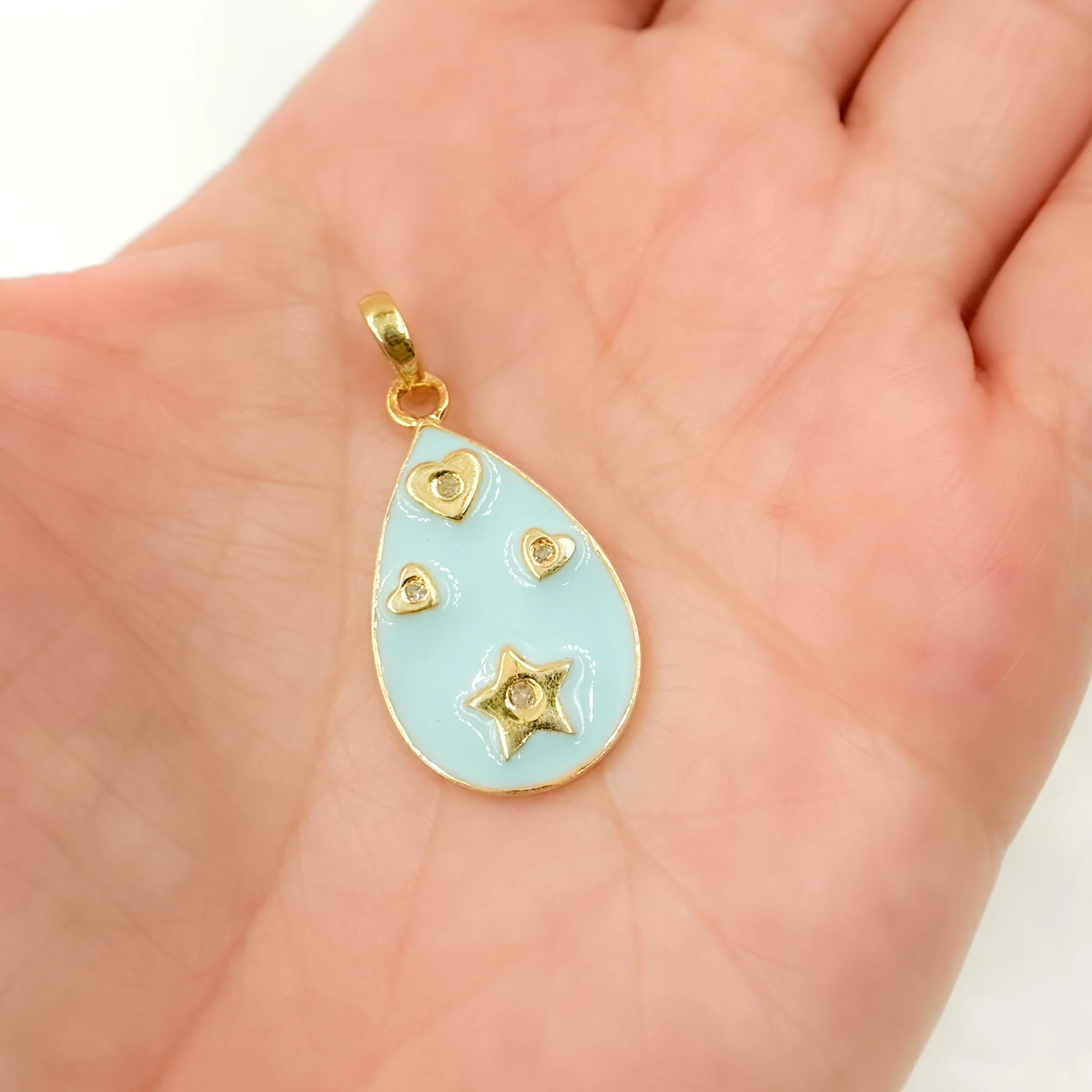DP482A. Diamond Sterling Silver Drop Enamel Pendant - Image 3