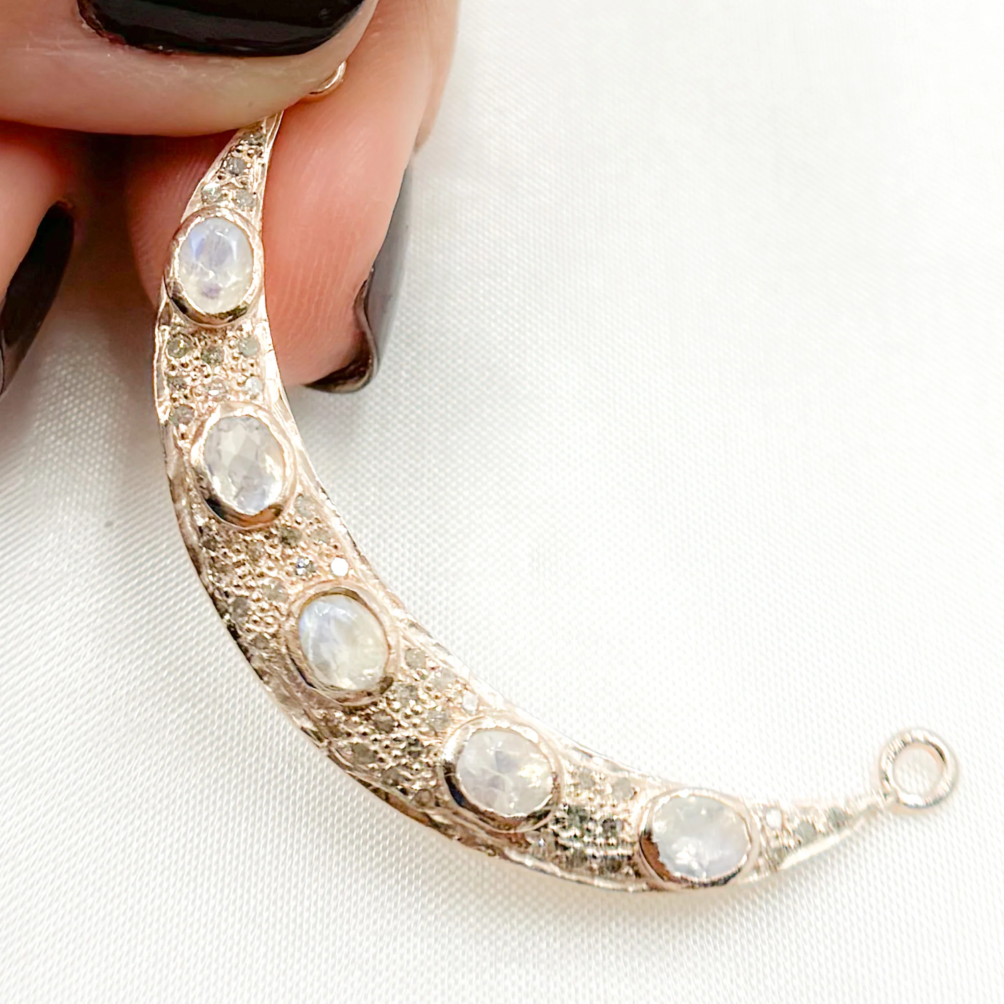 DP494. Diamond Sterling Silver Connector Moon Pendant - Image 11