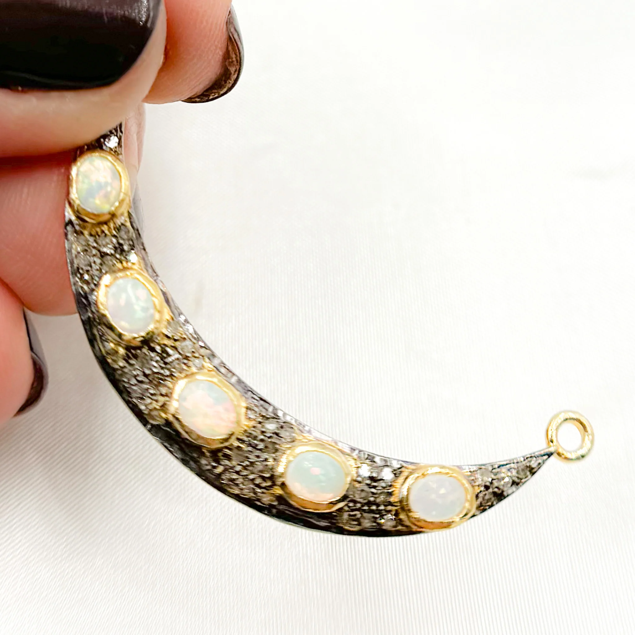 DP494. Diamond Sterling Silver Connector Moon Pendant - Image 5