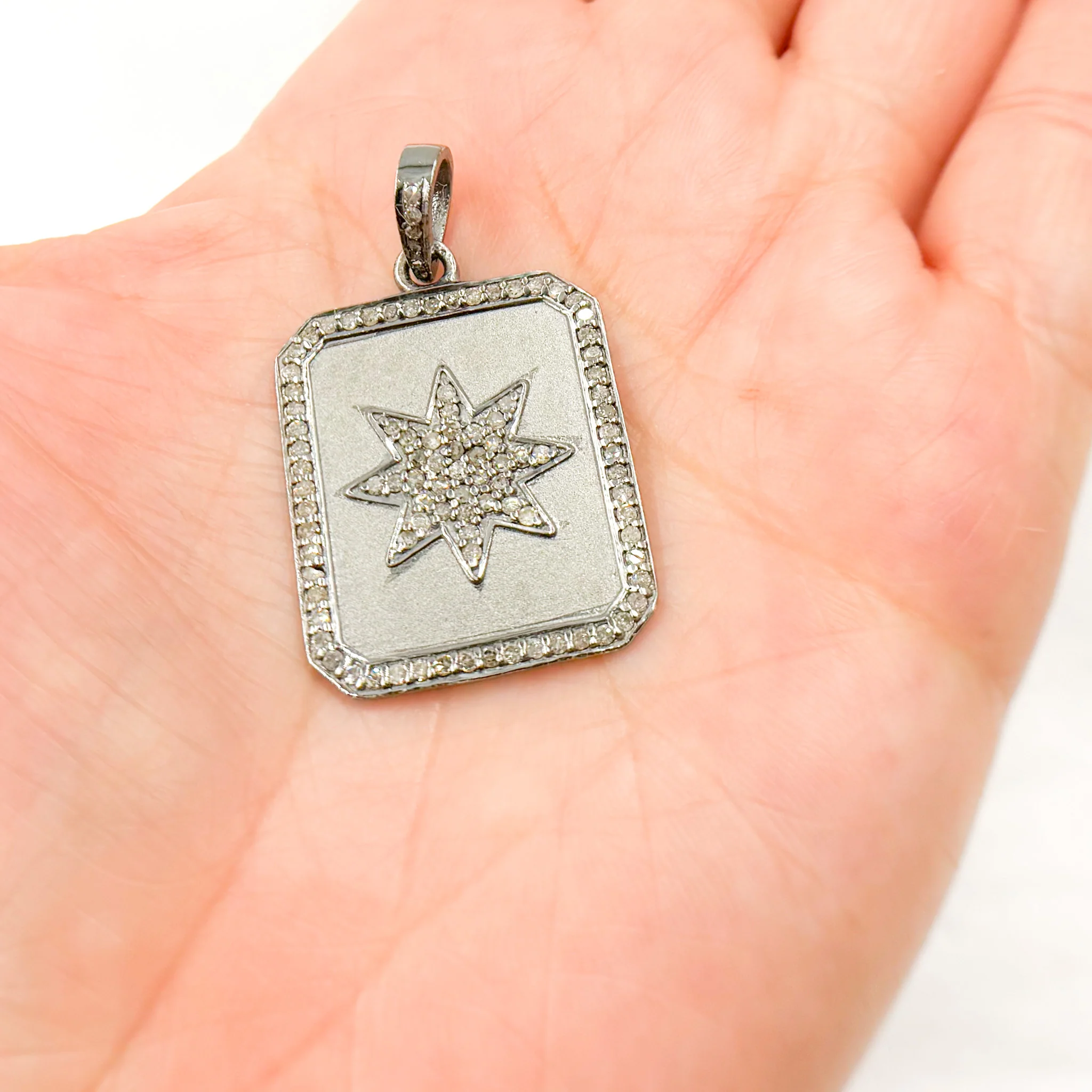 DP509. Diamond Sterling Silver Rectangle Star Pendant - Image 2