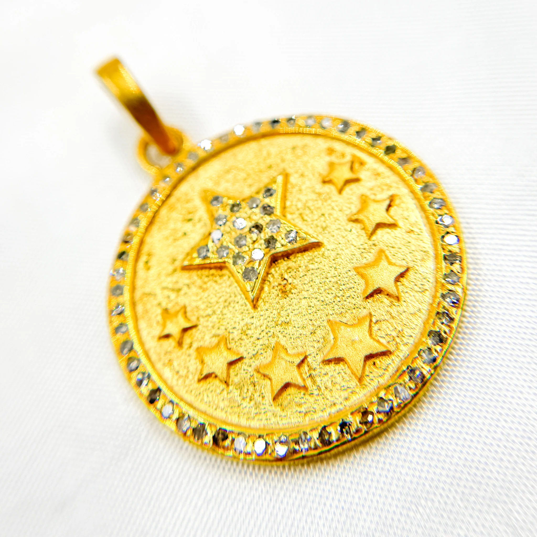 DP517. Diamond Sterling Silver Round Star Pendant - Image 9