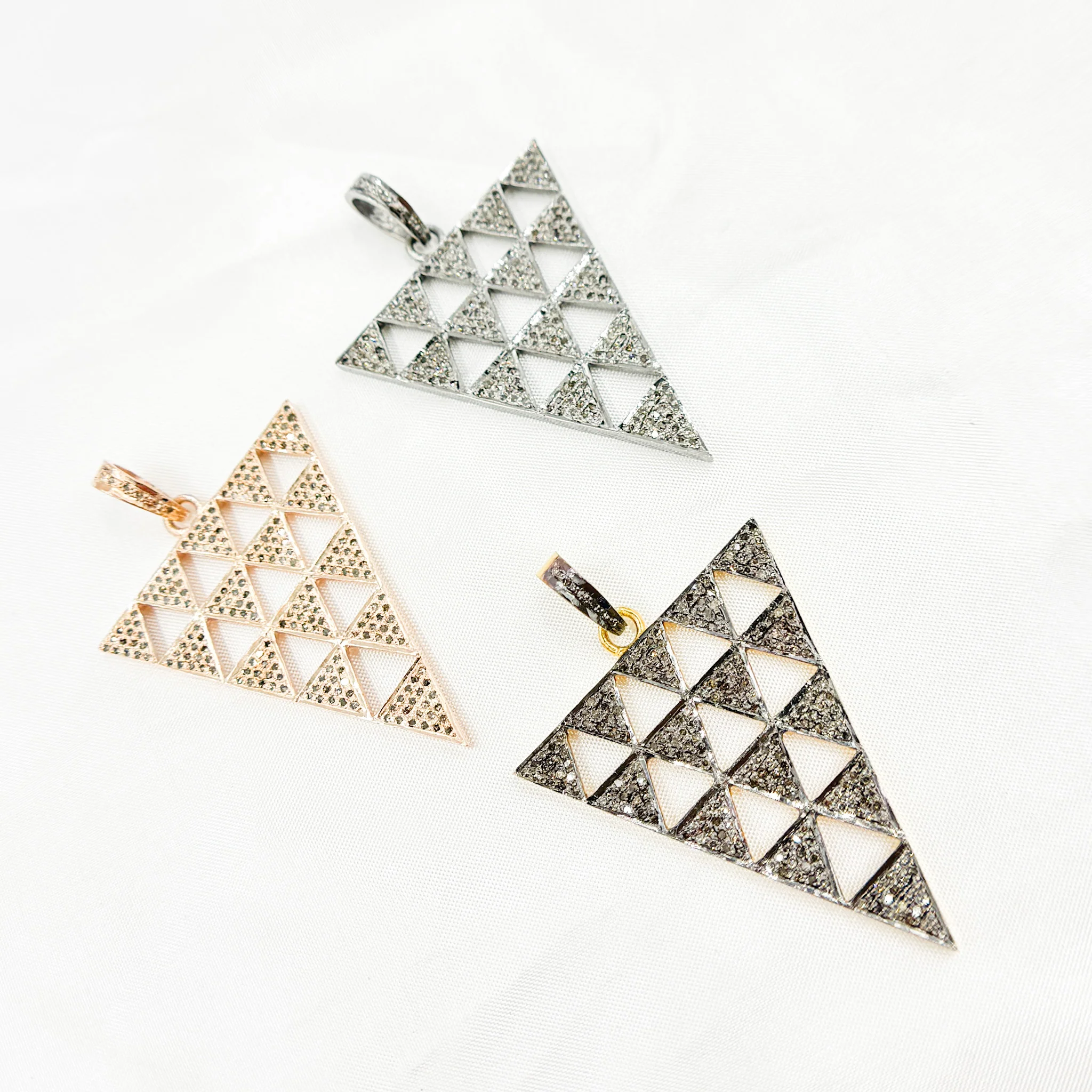 DP521. Diamond Sterling Silver Triangle Pendant