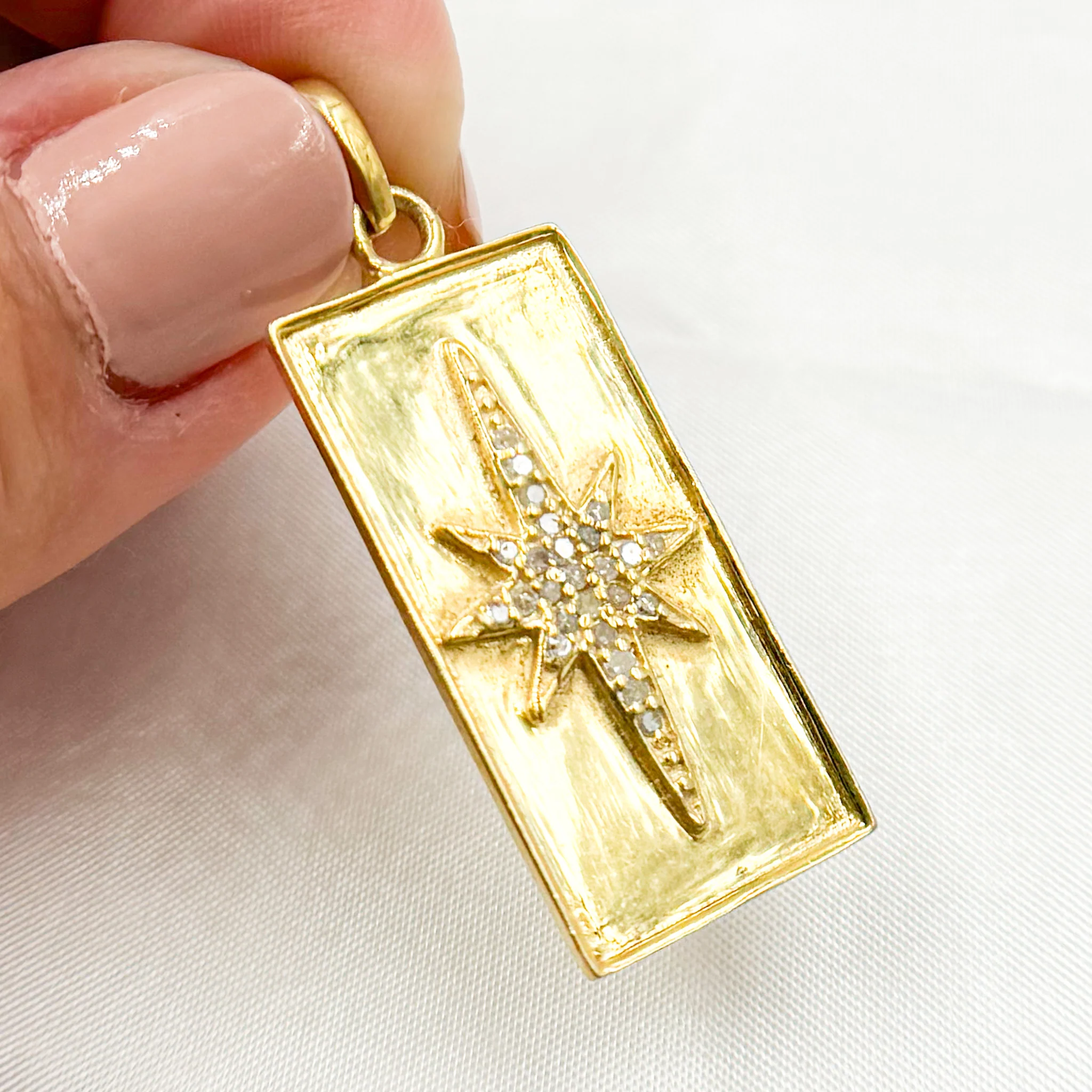 DP546. Diamond Sterling Silver Rectangle Star Pendant - Image 2