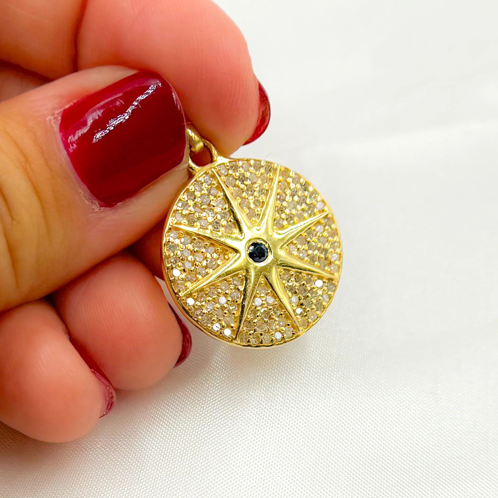 DP601. Diamond Silver Star Pendant with Gemstone - Image 7
