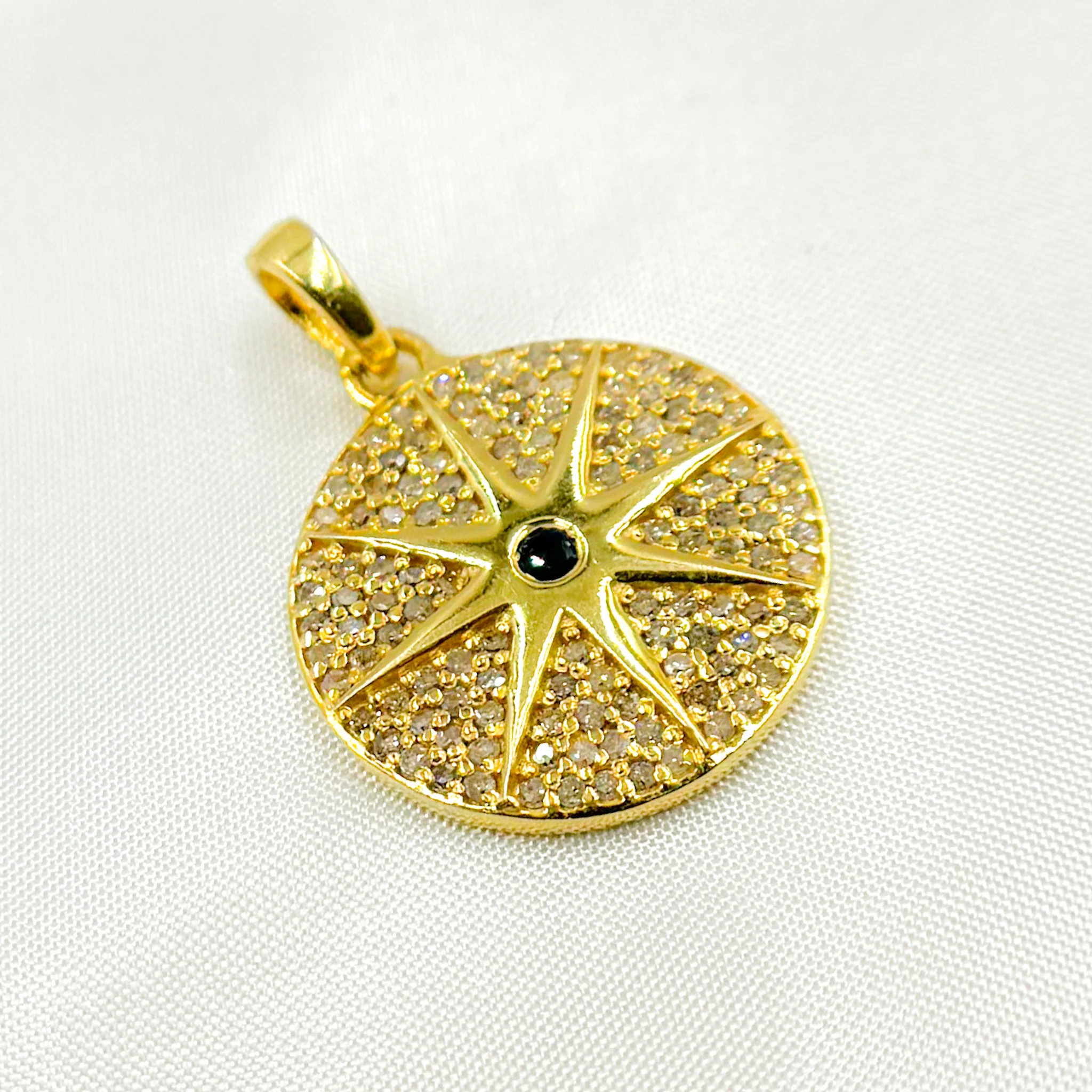 DP601. Diamond Silver Star Pendant with Gemstone - Image 8