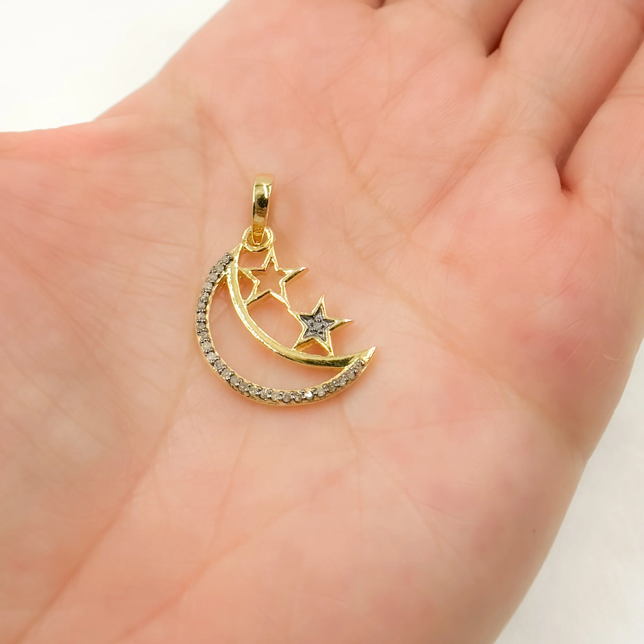 DP646. Diamond Sterling Silver Moon & Star Pendant - Image 5