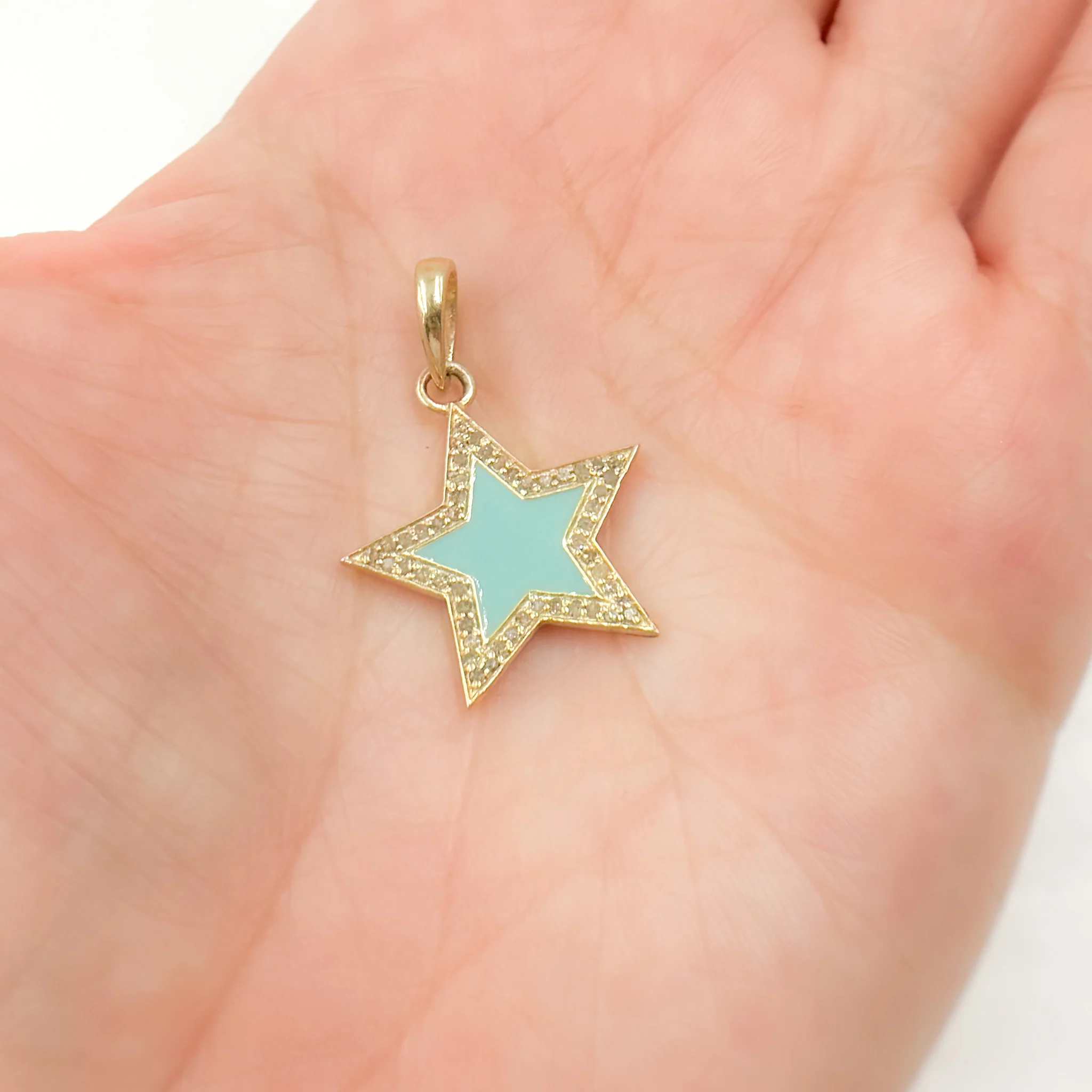 DP647A. Diamond Sterling Silver Star Enamel Pendant - Image 4