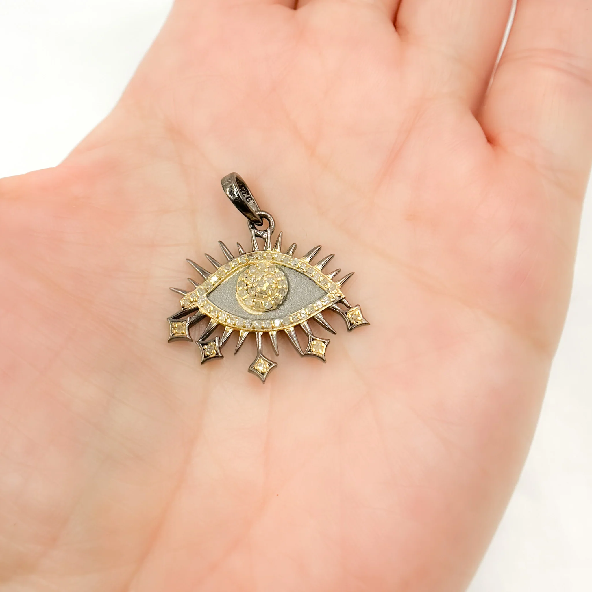 DP651. Diamond Sterling Silver Eye Pendant - Image 4