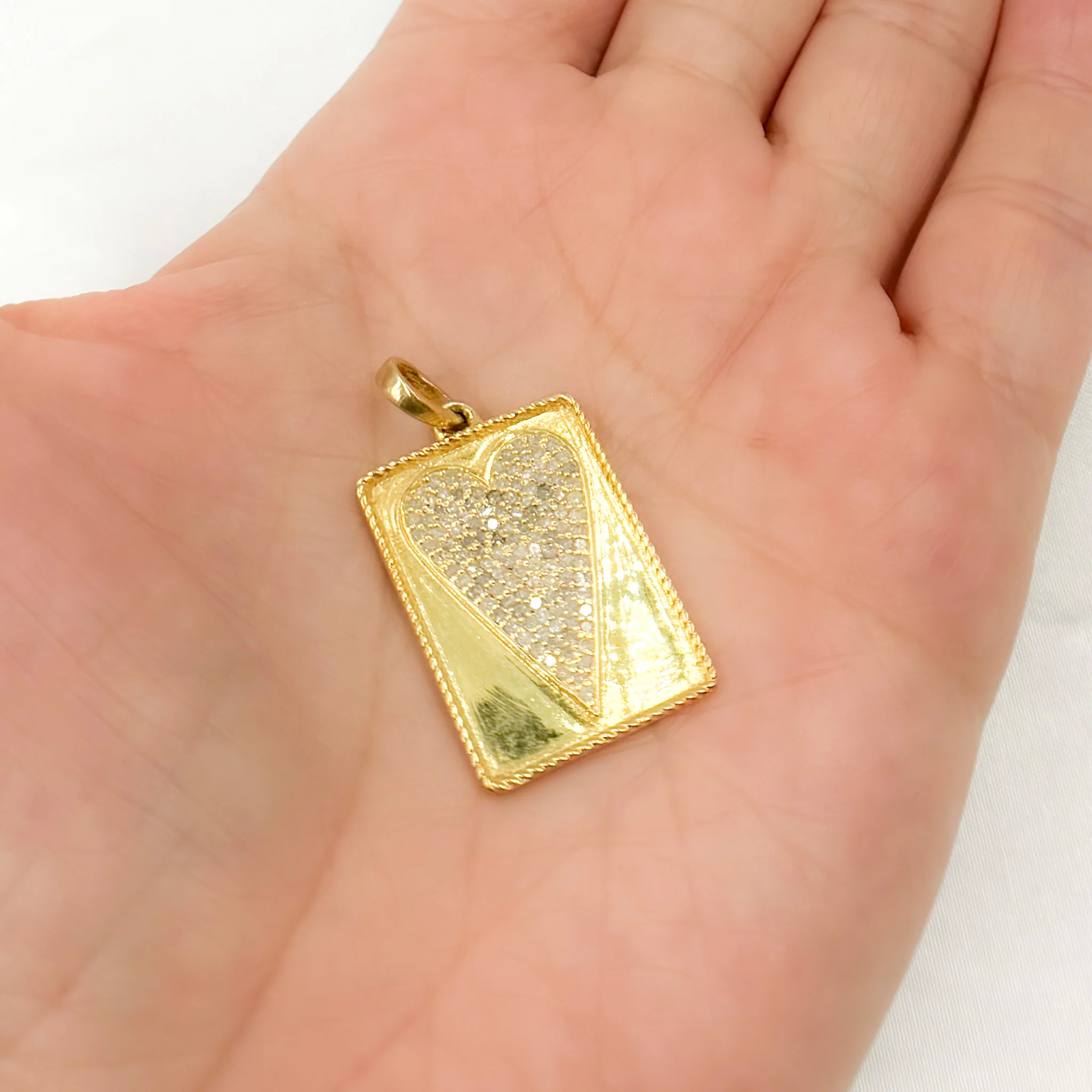 DP653. Diamond Sterling Silver Rectangle Heart Pendant - Image 2