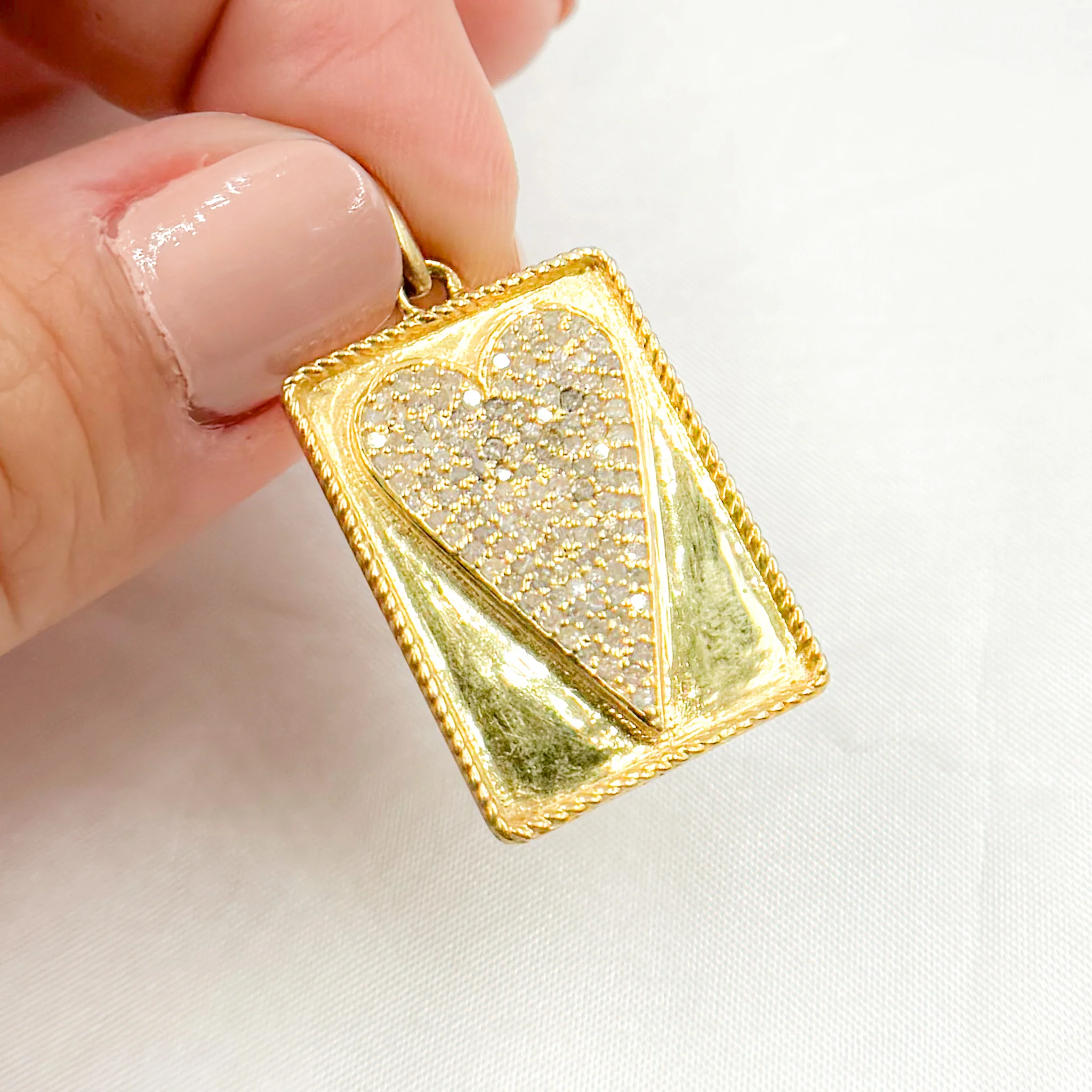 DP653. Diamond Sterling Silver Rectangle Heart Pendant - Image 3