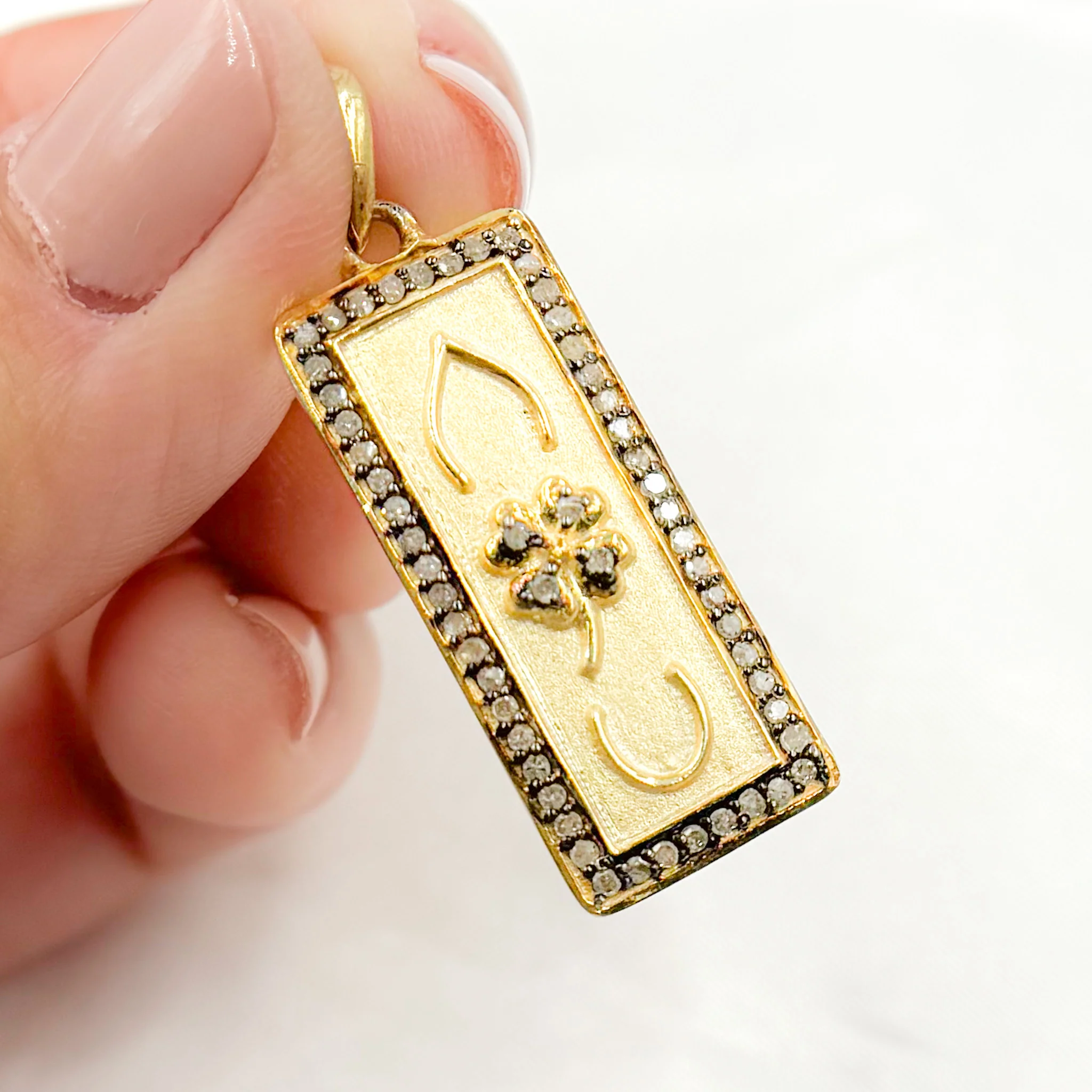 DP656. Diamond Sterling Silver Rectangle Flower Pendant - Image 3