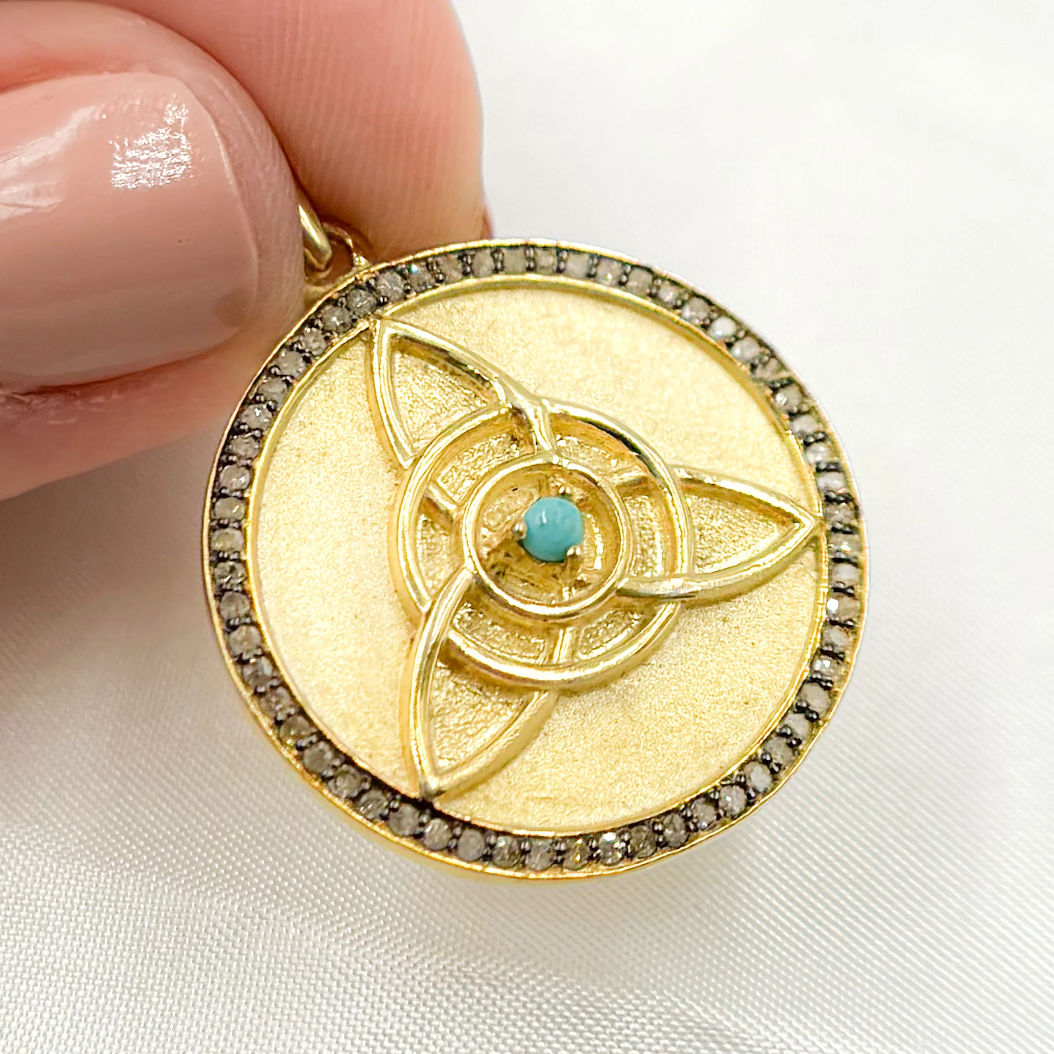 DP688. Diamond Sterling Silver Round Celtic Trinity Knot Pendant with Gemstone - Image 3