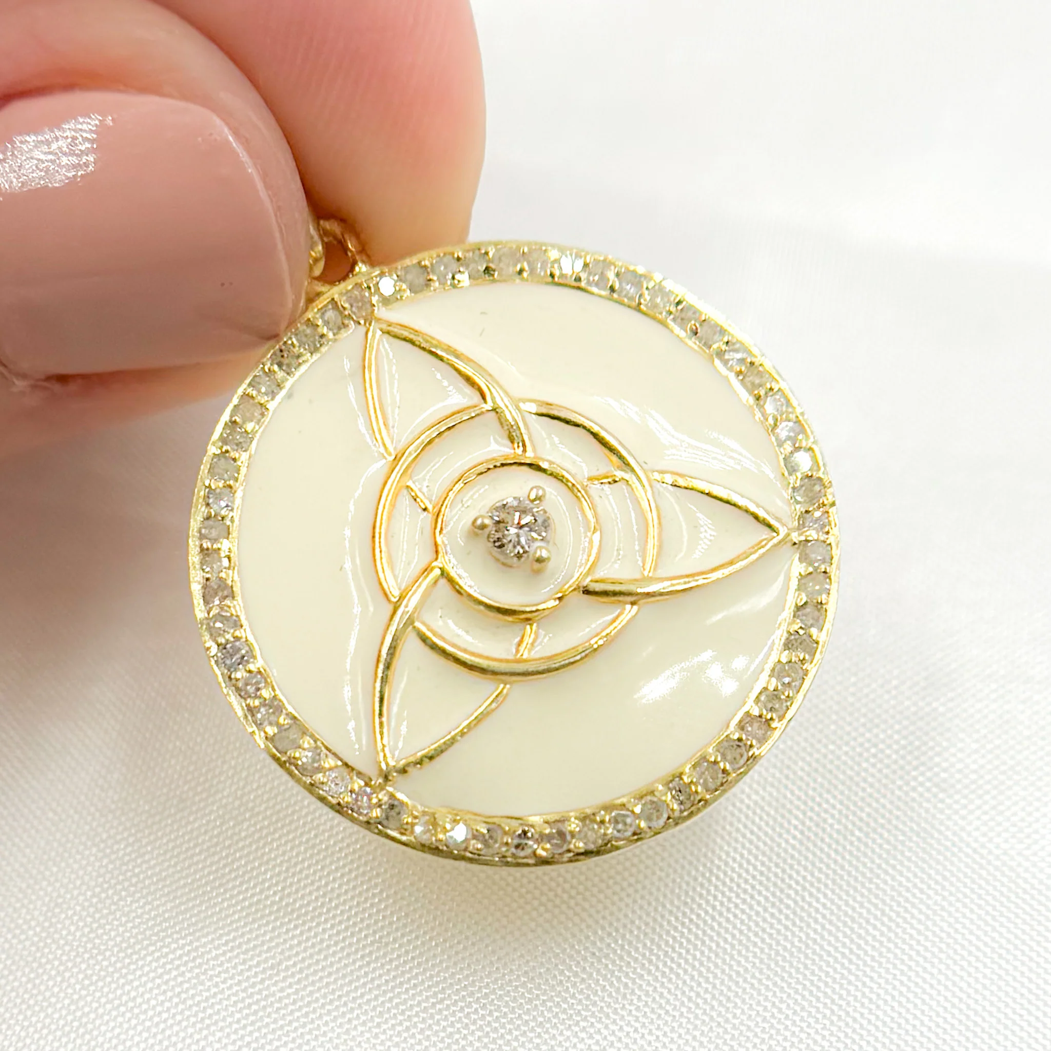 Diamond Sterling Silver Round Celtic Trinity Knot Enamel Pendant with Gemstone - Image 5