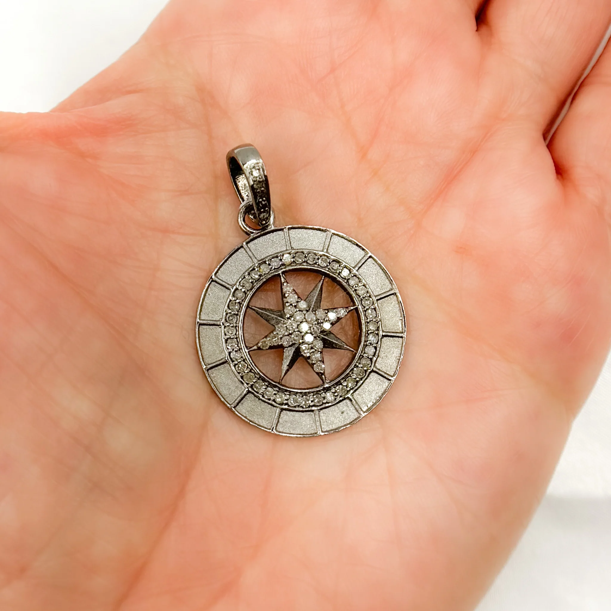 DP706. Diamond Sterling Silver Round Pendant - Image 2