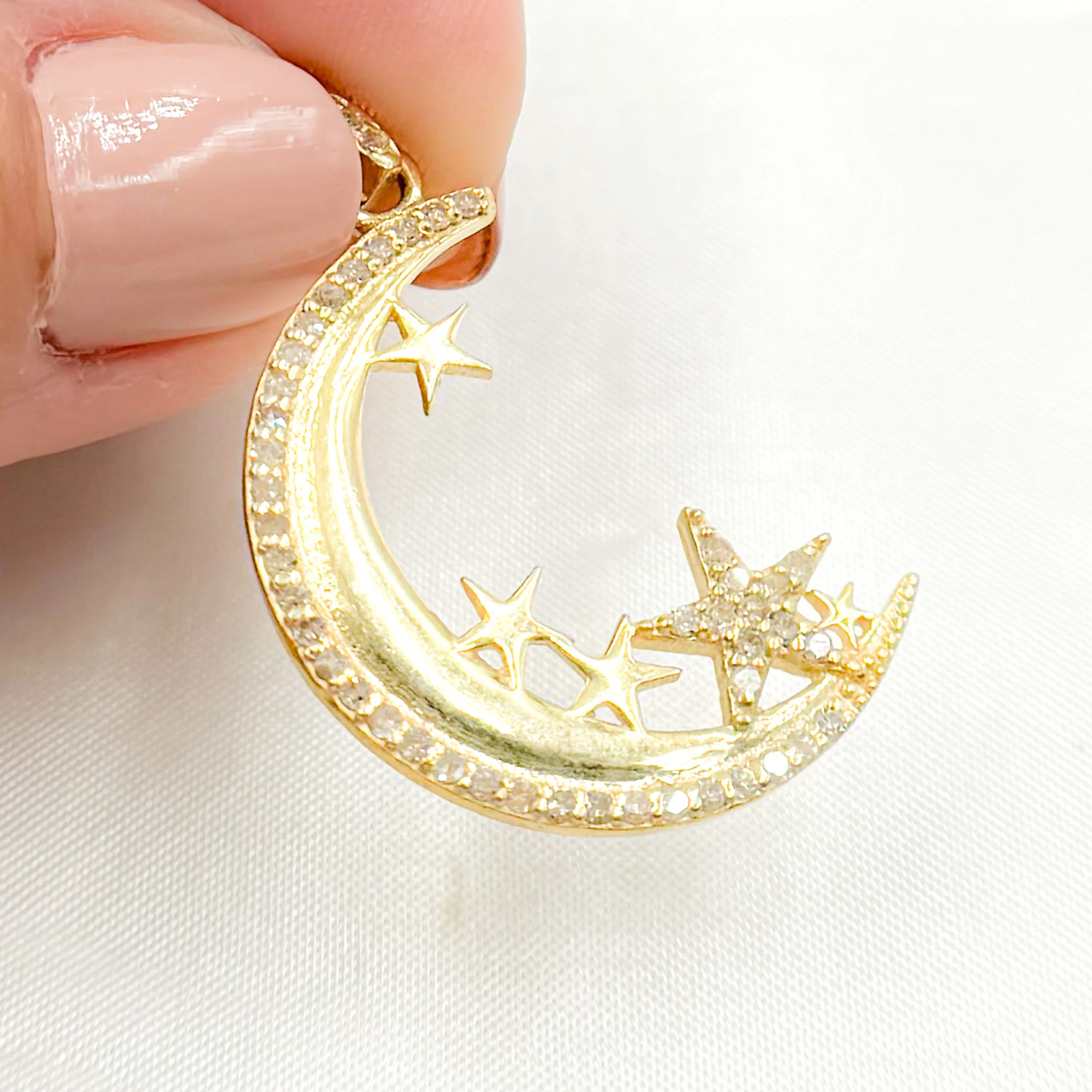DP707. Diamond Sterling Silver Moon & Star Pendant - Image 3