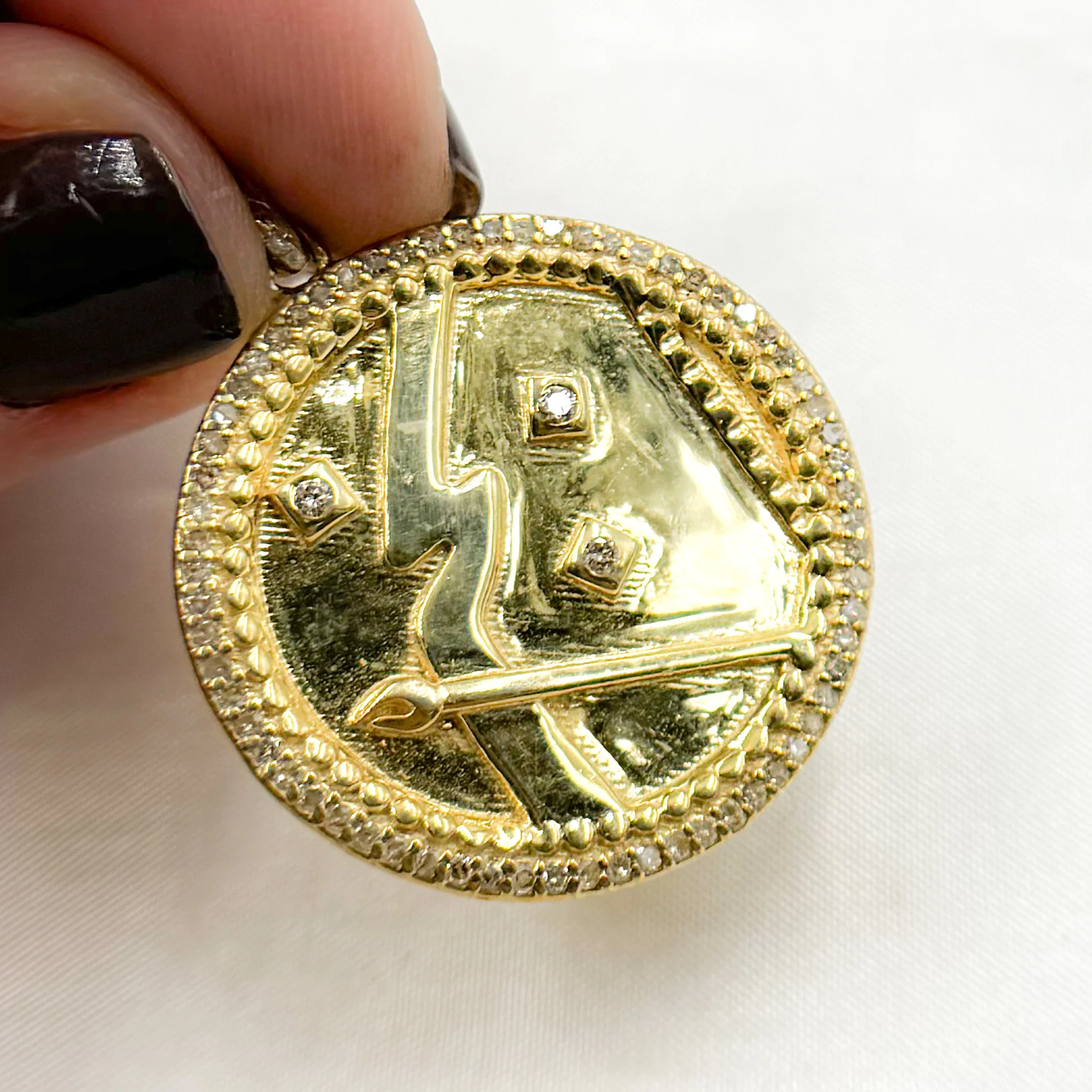 DP711. Diamond Sterling Silver Sagitarius Round Pendant - Image 2