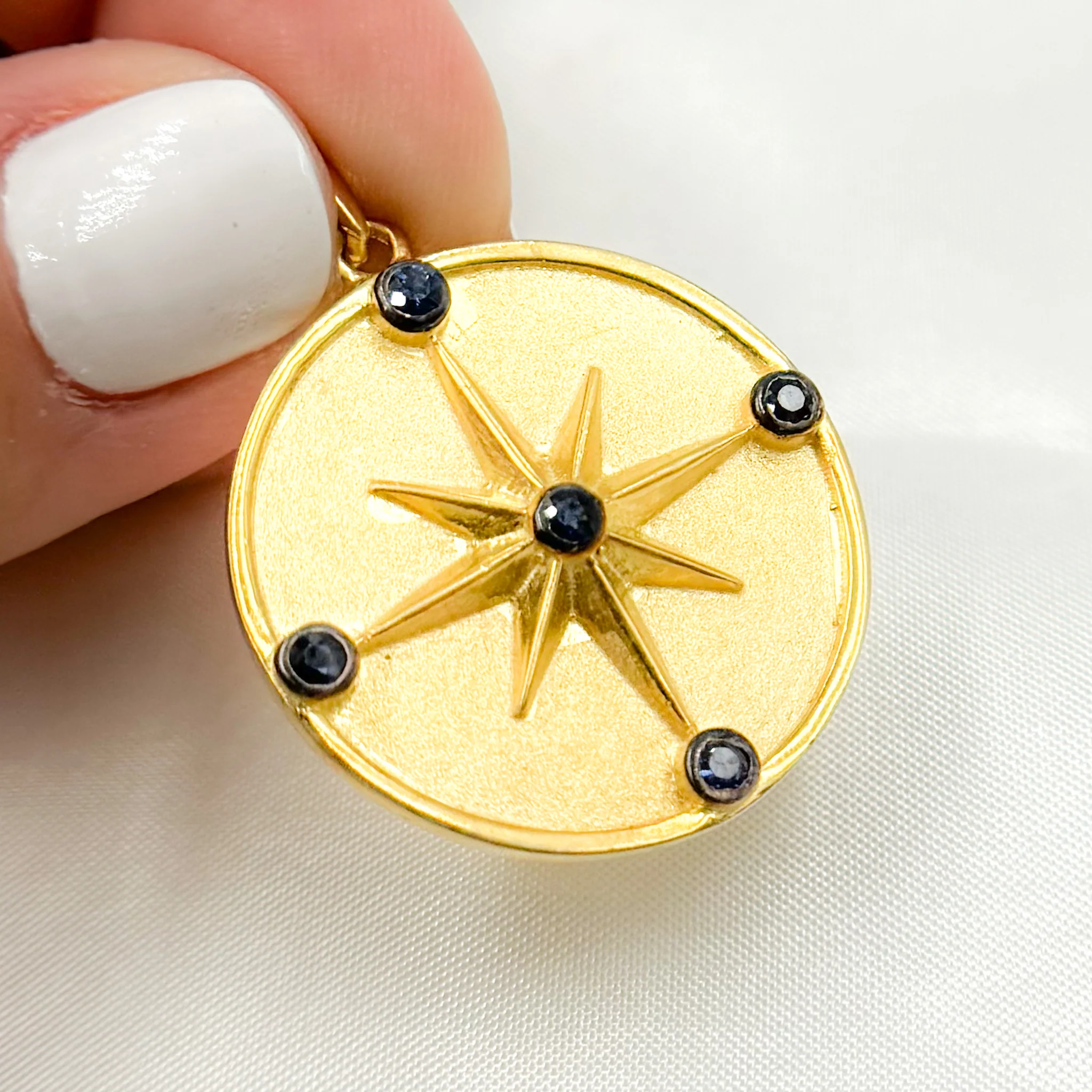 DP721. Diamond Sterling Silver Round Star Pendant with Gemstone - Image 4