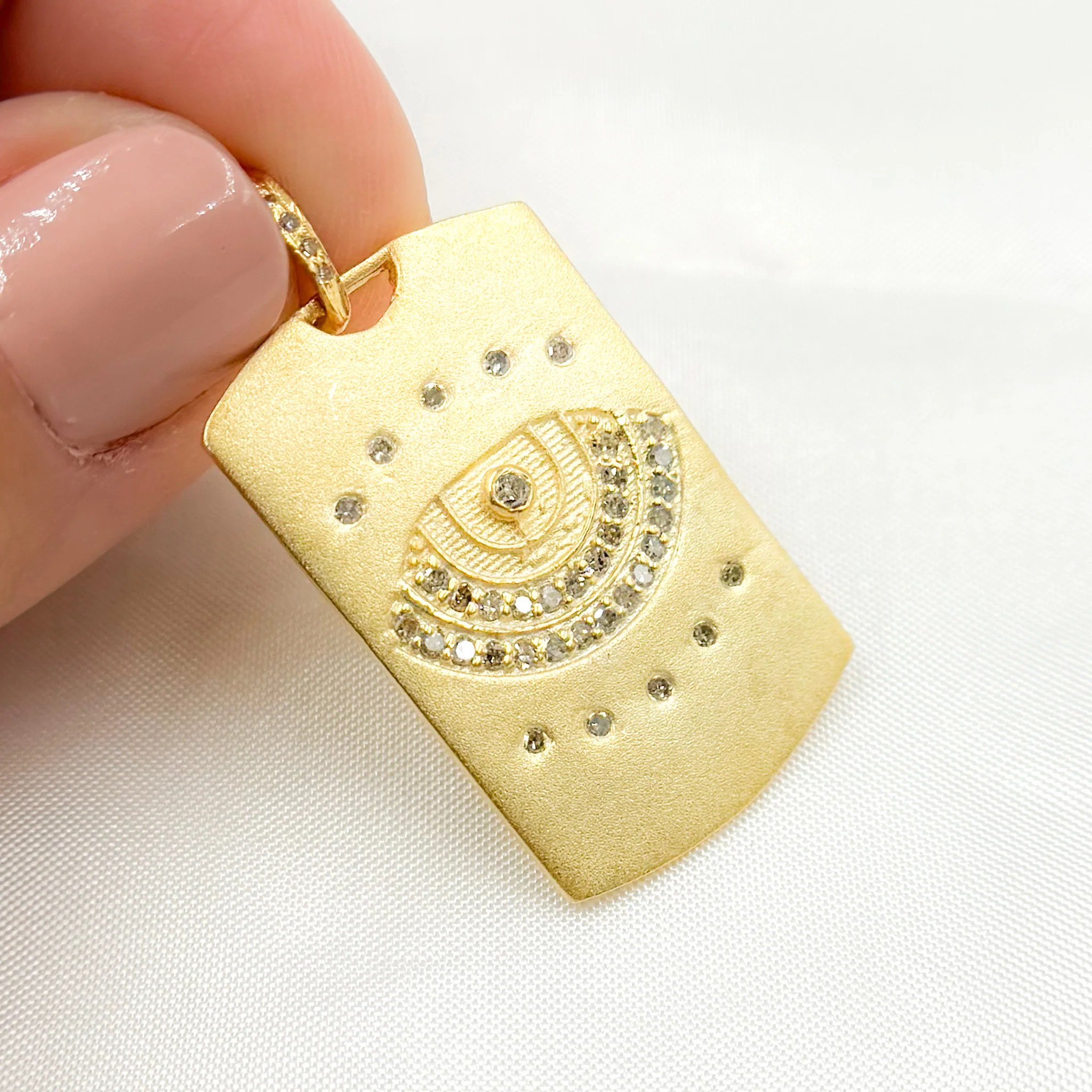DP780. Diamond Sterling Silver Rectangle Eye Pendant - Image 3