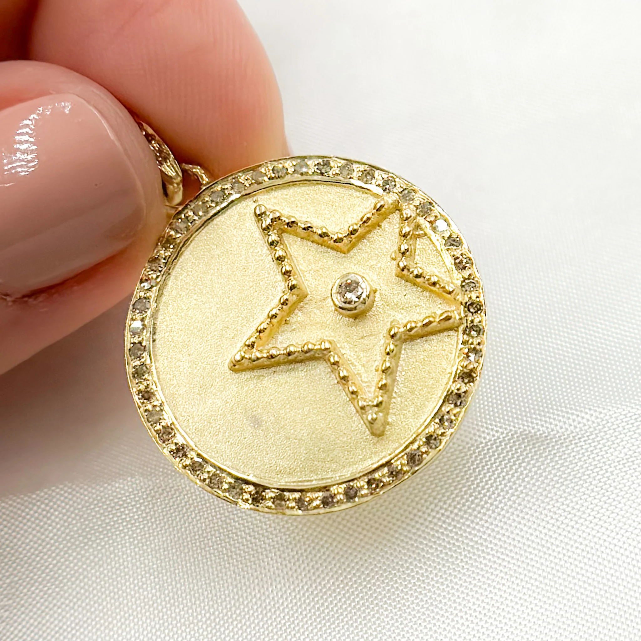 DP805. Diamond Sterling Silver Round Star Pendant - Image 4