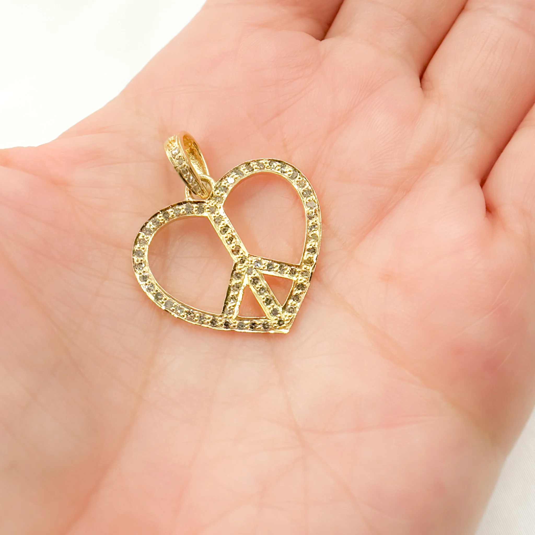 DP809. Diamond Sterling Silver Heart Peace Pendant - Image 6