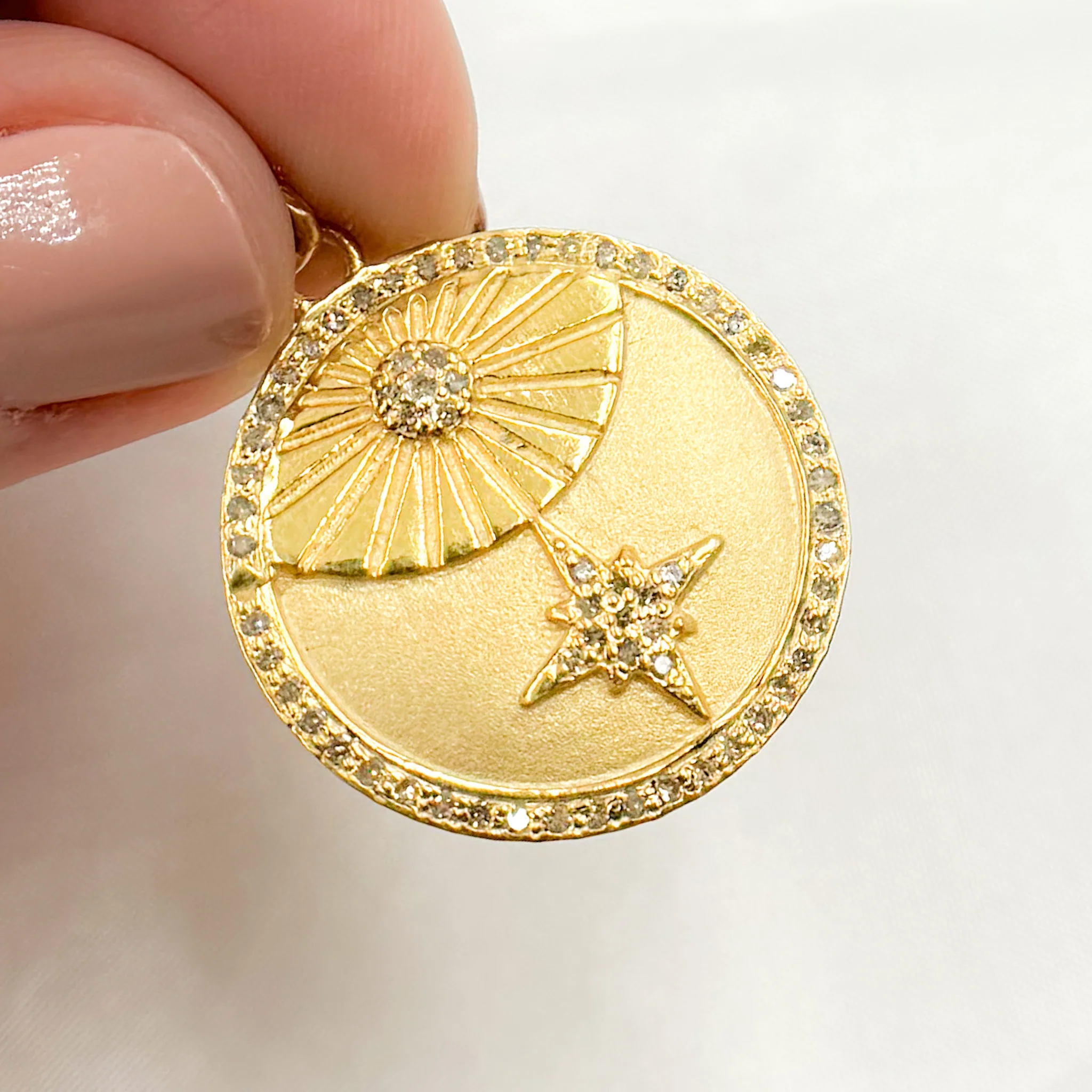DP810. Diamond Sterling Silver Round Star Pendant - Image 4